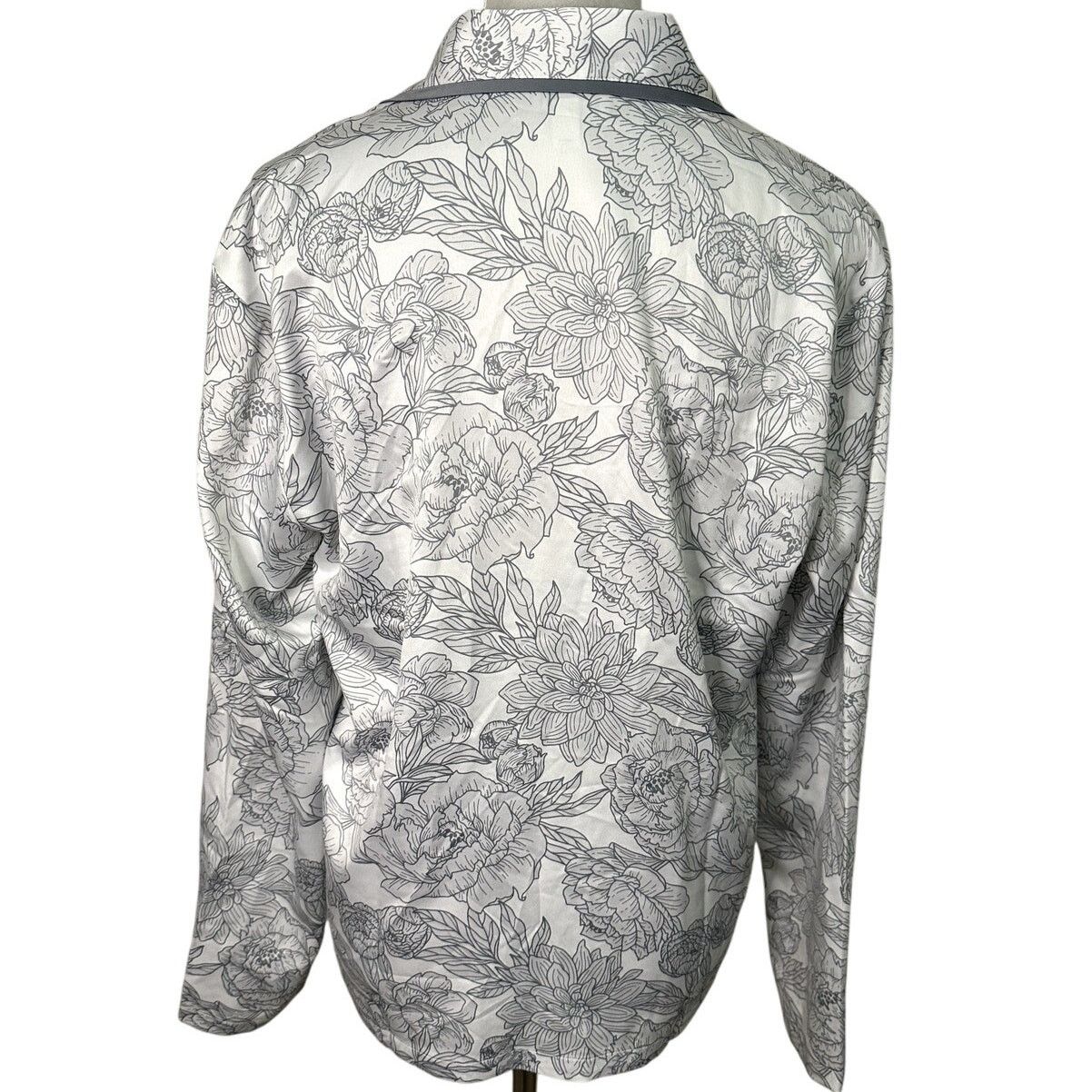 Nordstrom Nordstrom Rack Women's Gray/White Floral Satin Sleep Shirt M Size M / US 6-8 / IT 42-44 - 4 Thumbnail