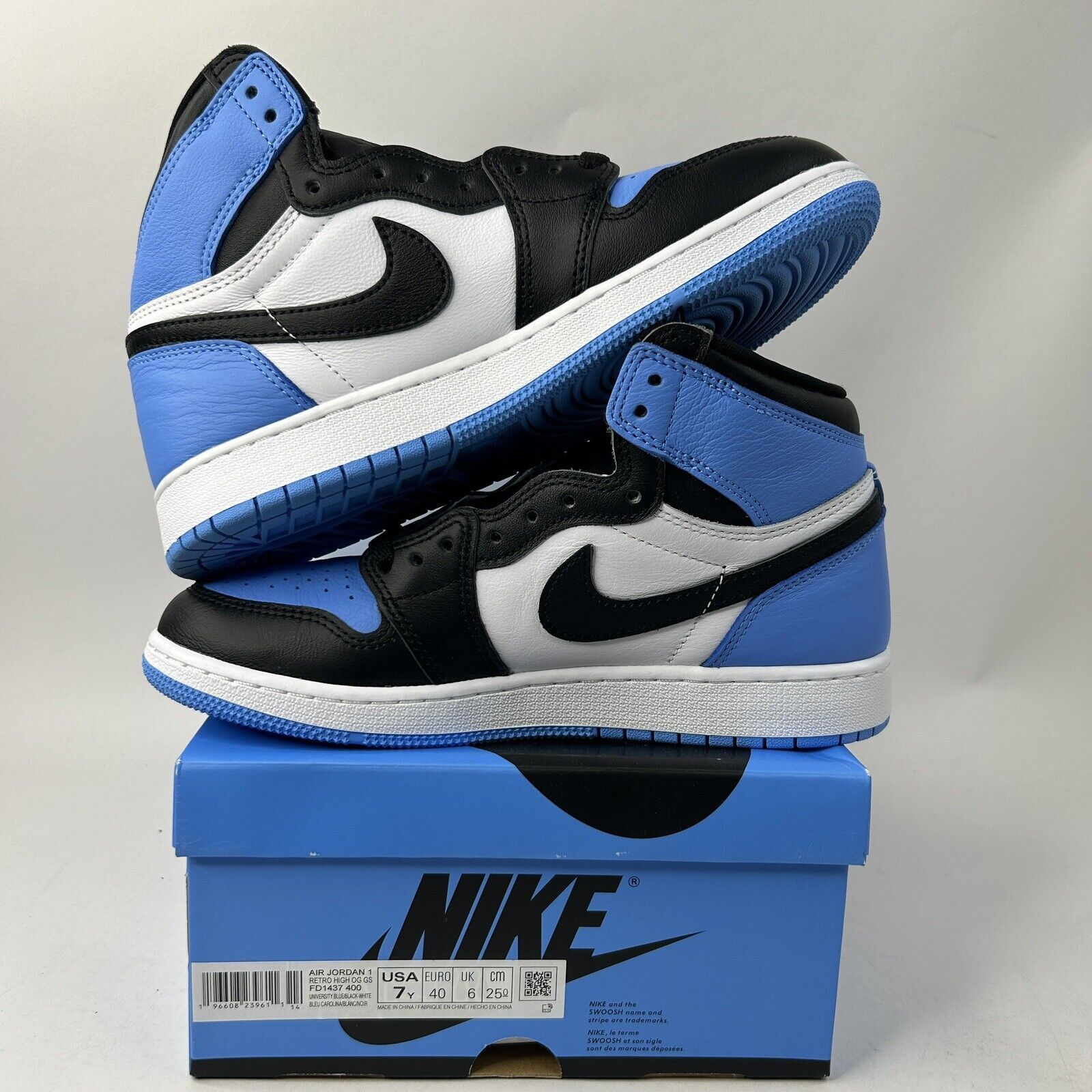 Nike Nike Air Jordan 1 High Retro GS “UNC Toe” 2024 Size US 8.5 / IT 38.5 - 3 Thumbnail