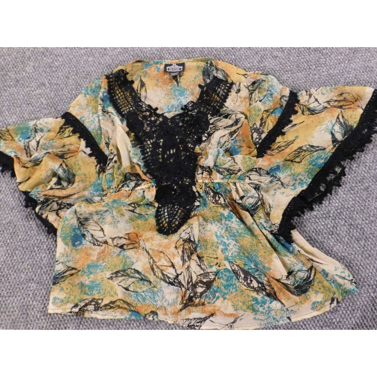 Vintage Angie Womens Blouse S floral green pullover round neck casual Size S / US 4 / IT 40 - 4 Thumbnail