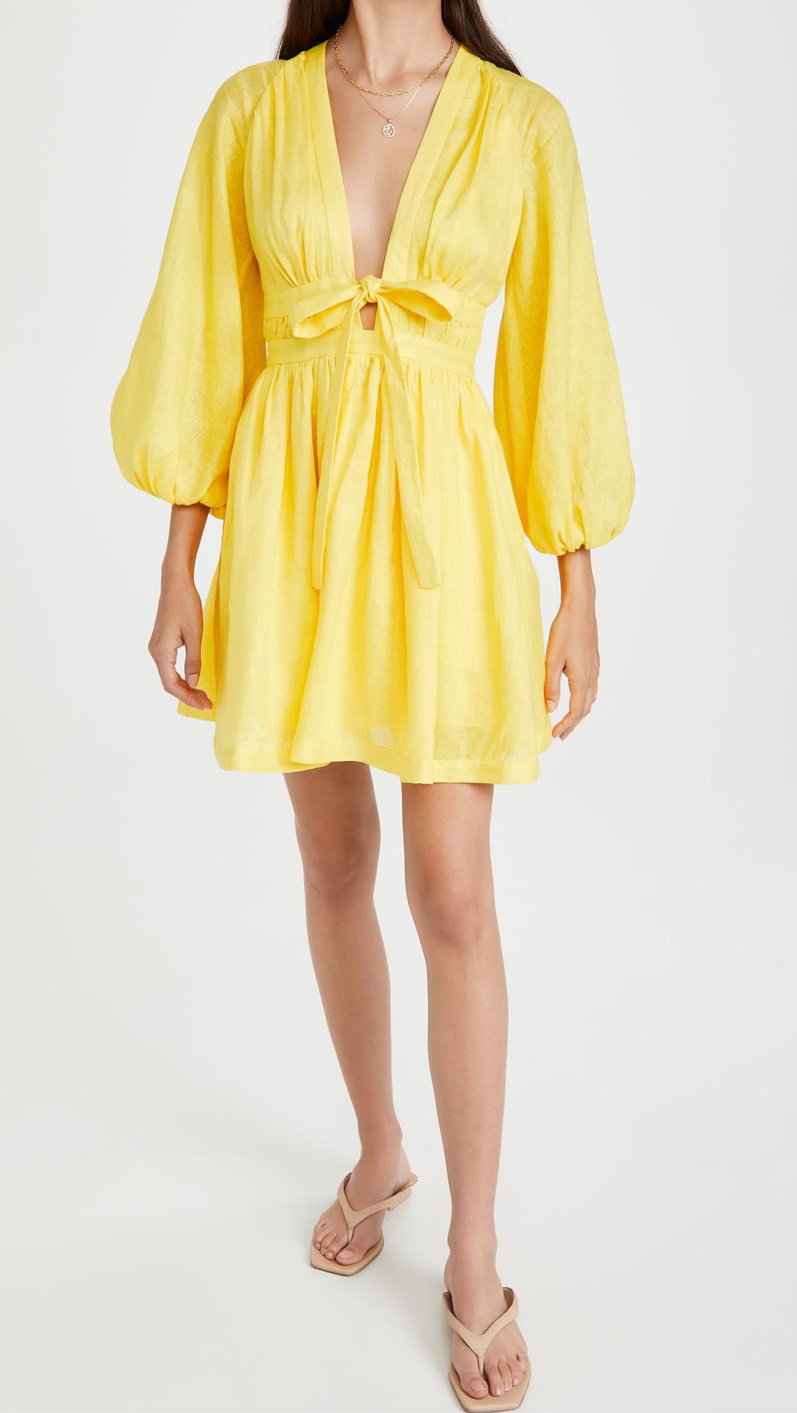 Zimmermann SHELLY PLUNGE BOW MINI DRESS Size L / US 10 / IT 46 - 1 Thumbnail