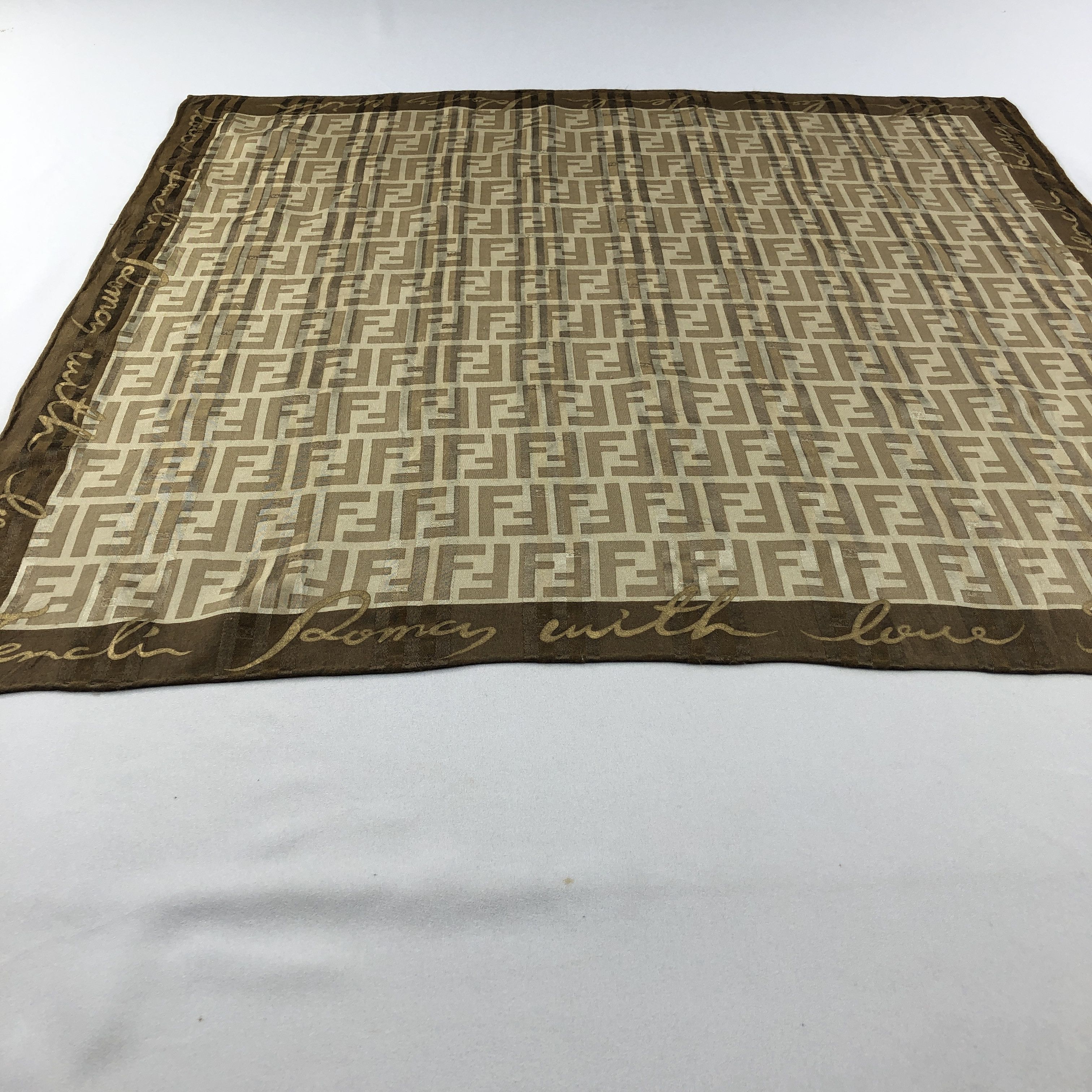 Japanese Brand Fendi Monogram FF Handkerchief Neckerchief Bandana H3206 Size ONE SIZE - 4 Thumbnail