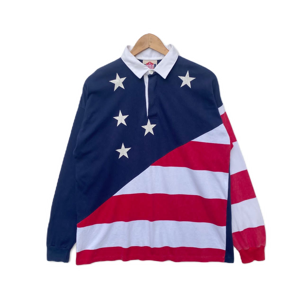 Vintage VINTAGE POLO SHIRT AMERICAN FLAG LARGE PULLOVER Size US L / EU 52-54 / 3 - 1 Thumbnail