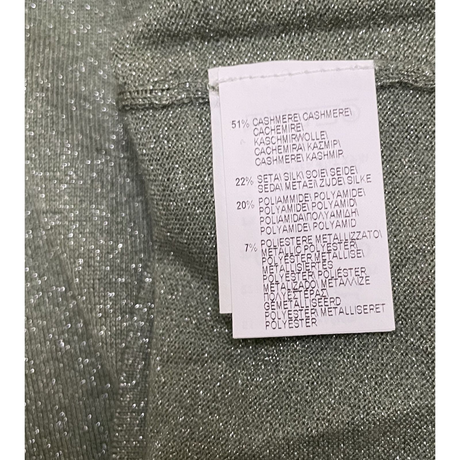 Brunello Cucinelli Brunello Cucinelli Green Sparkle Cashmere Silk LS Top XL Size XL / US 12-14 / IT 48-50 - 8 Thumbnail