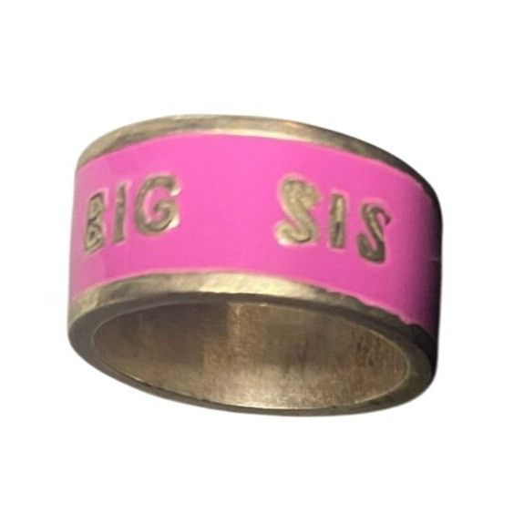Other Big Sis Engraved Pink and Silver Tone Band Ring Size 6 Size ONE SIZE - 1 Thumbnail