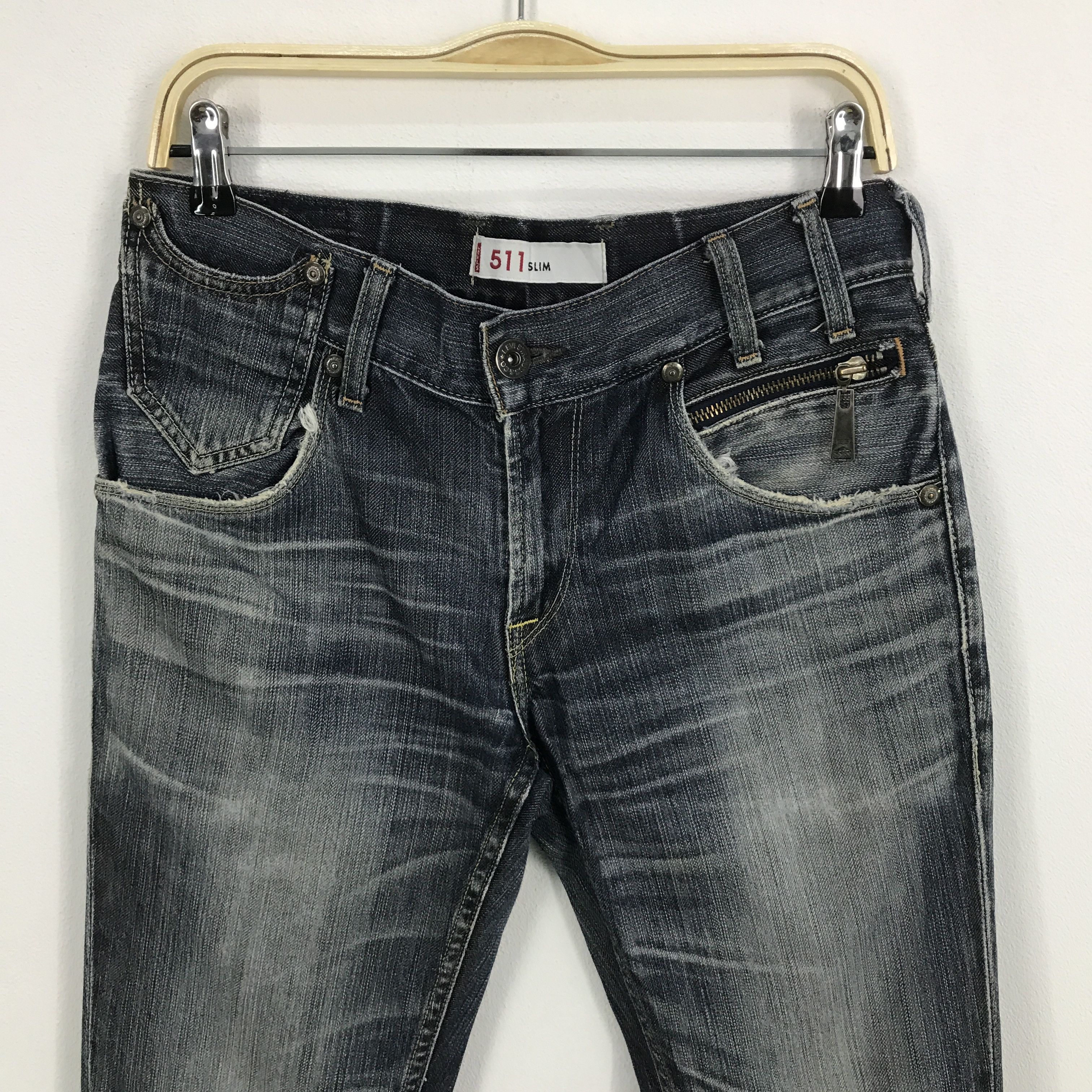 Levi's × Levi's Vintage Clothing Levis 511 Skinny Strauss distressed jean pants Size US 32 / EU 48 - 2 Thumbnail