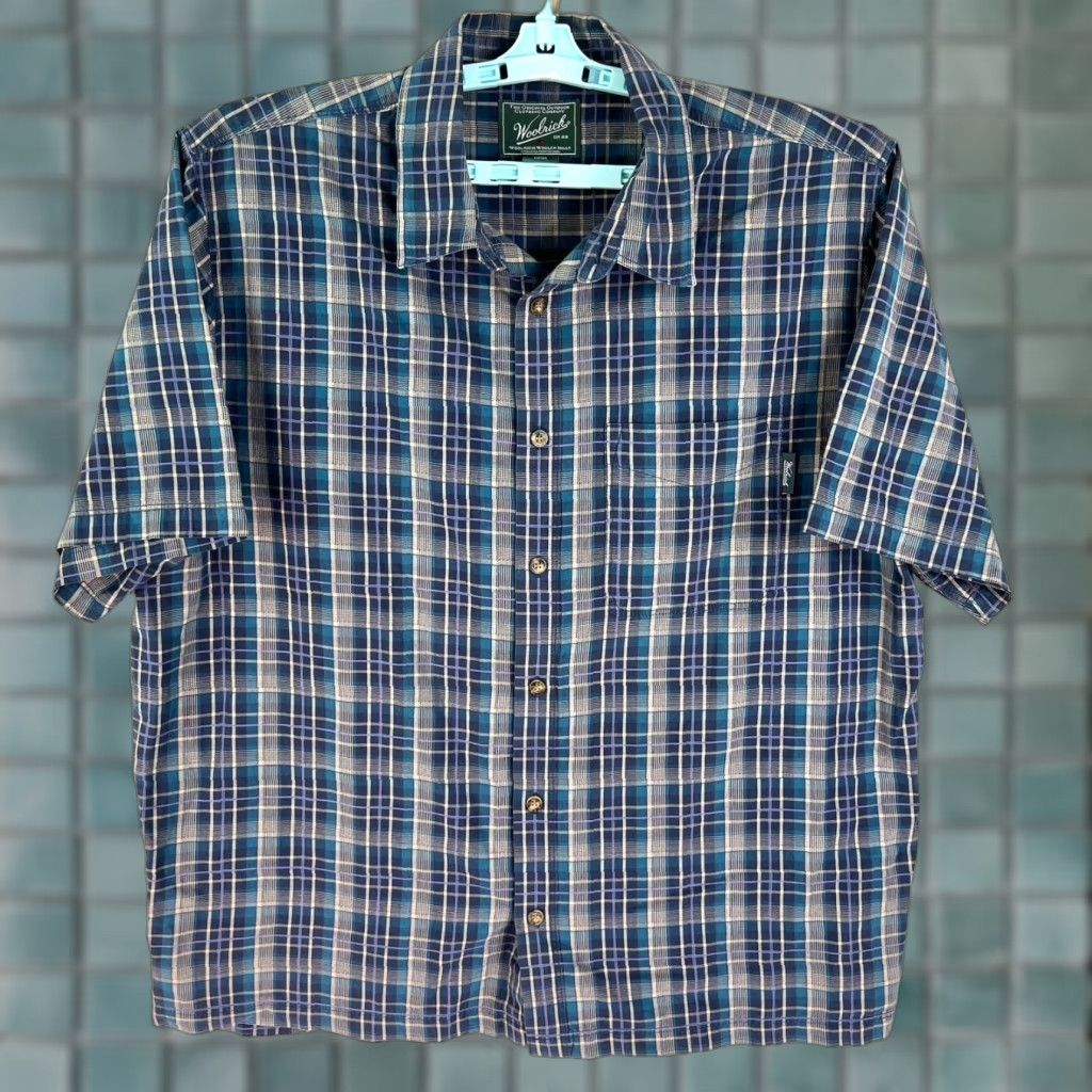 Vintage Woolrich Relaxed Fit Plaid Casual Button Shirt Mens XL Blue Short Sleeve Size US XL / EU 56 / 4 - 1 Thumbnail