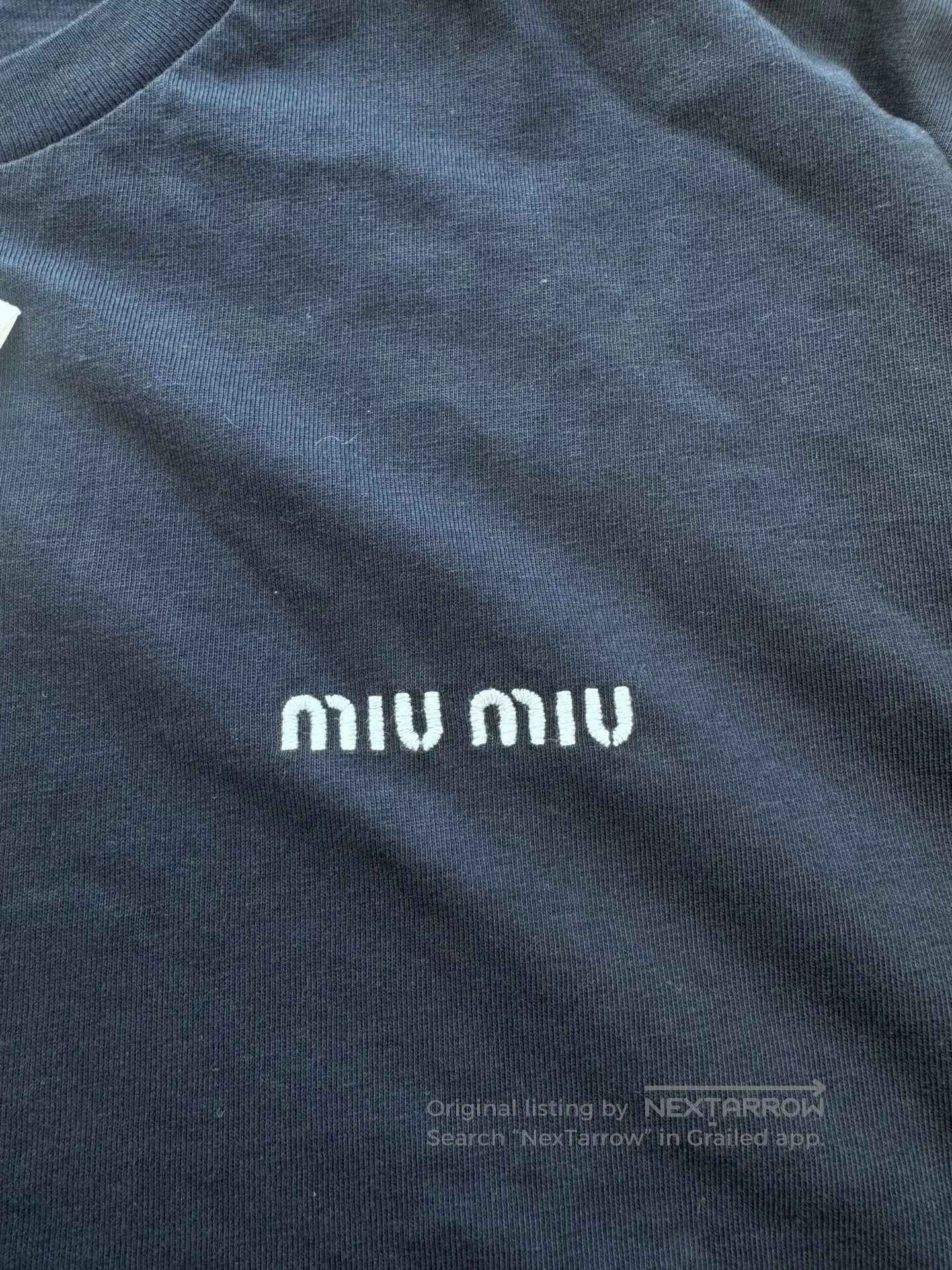 Miu Miu Miu Miu Navy Long Sleeve Logo Top. Size M / US 6-8 / IT 42-44 - 4 Thumbnail