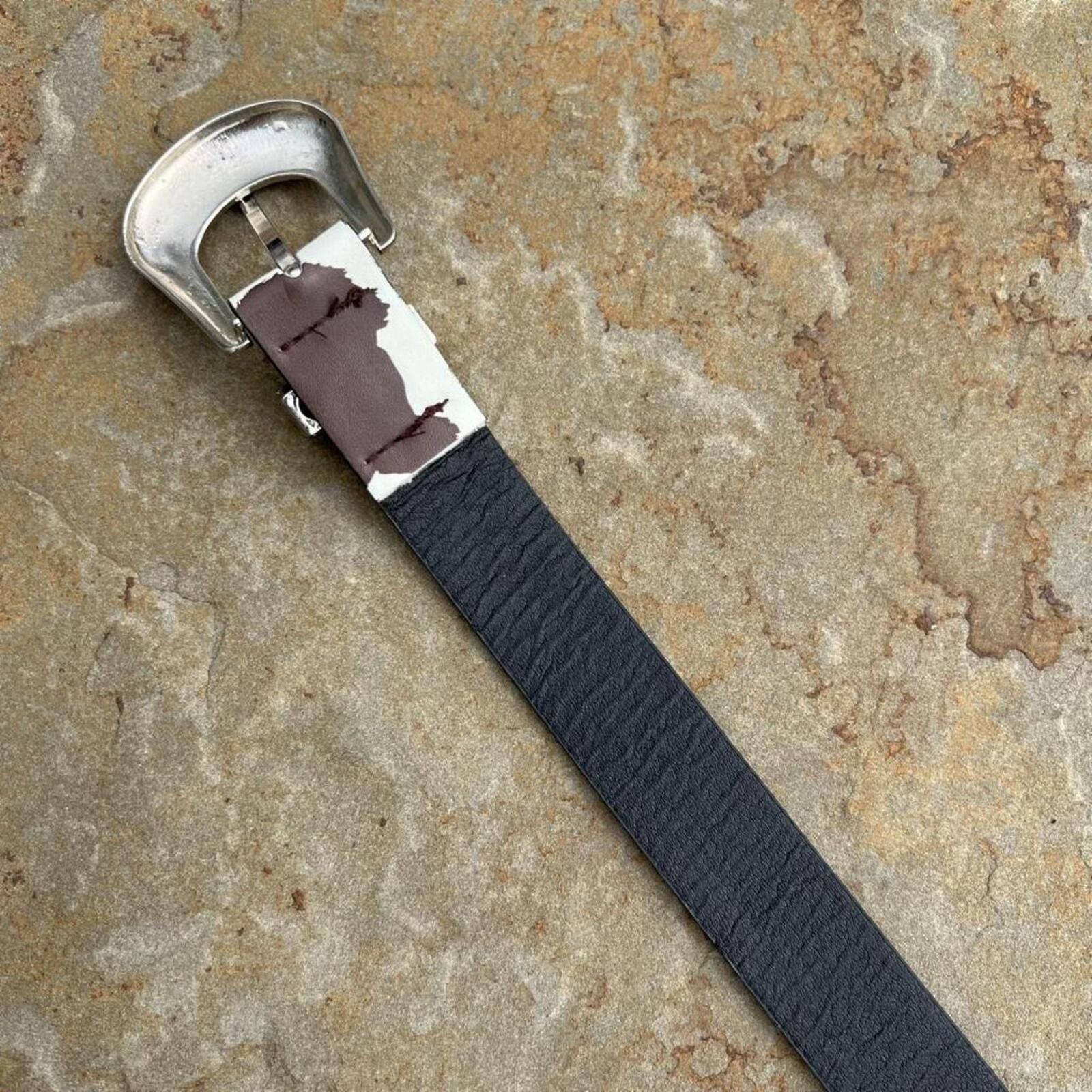 Other Y2K Western Cow Animal Print Faux Leather Metal Tip Belt Size ONE SIZE - 5 Thumbnail