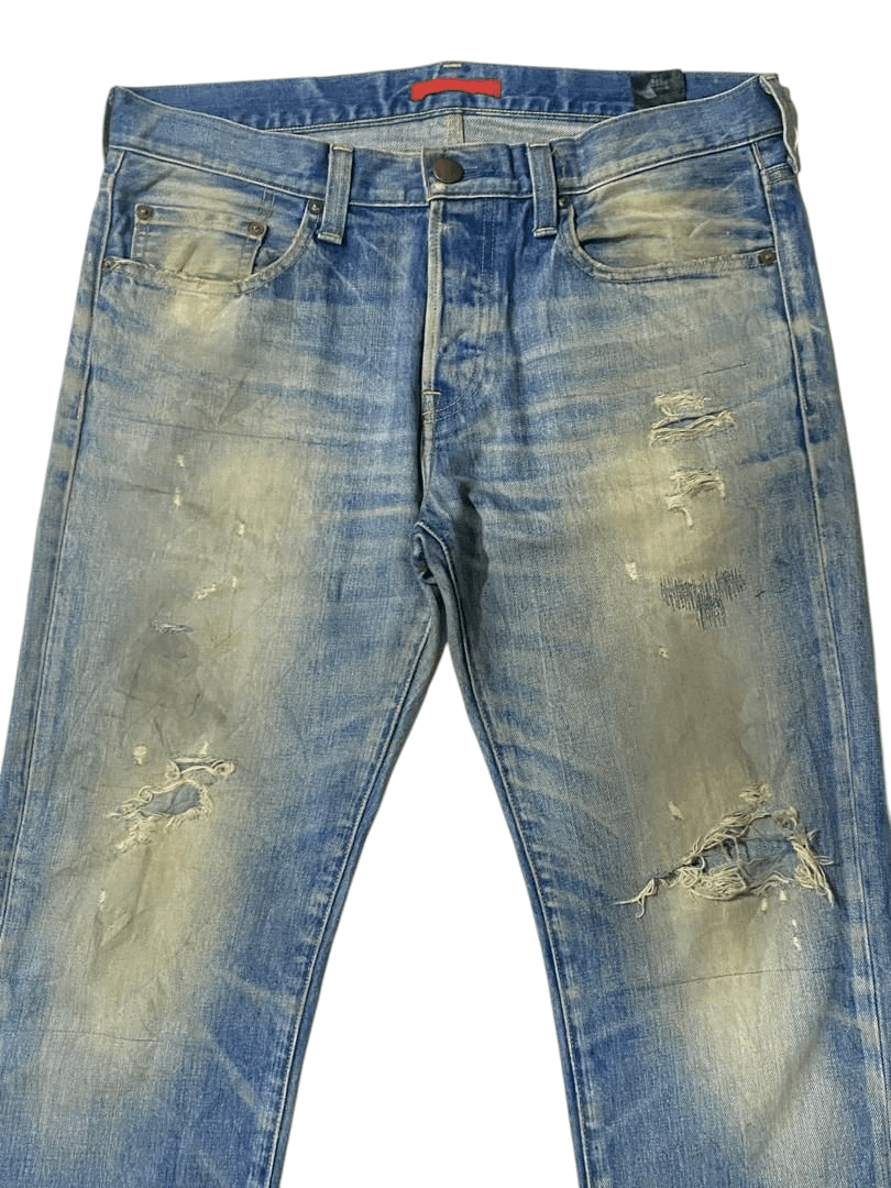 If Six Was Nine × Japanese Brand Vintage Japanese Brand Red Card Blue Washed Distressed Jeans Size US 36 / EU 52 - 3 Thumbnail