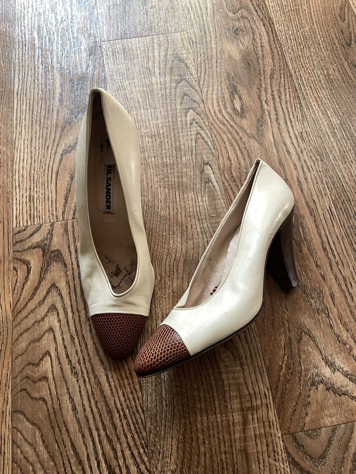 Jil Sander × Vintage Women's JIL SANDER Mule Heel's white Leather Shoes Size 39 Size US 8 / IT 38 - 1 Thumbnail