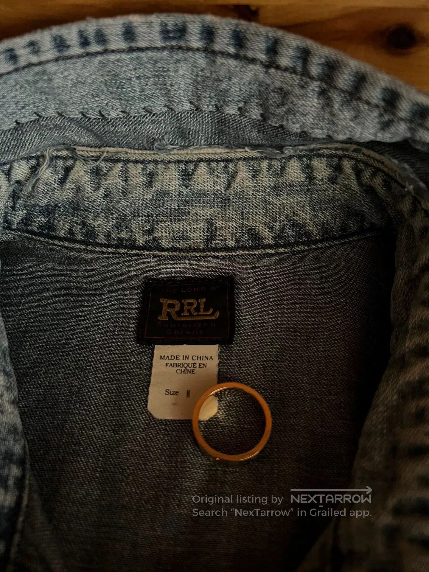 RRL Ralph Lauren rrl distressed denim long sleeve shirt. Size US M / EU 48-50 / 2 - 8 Thumbnail
