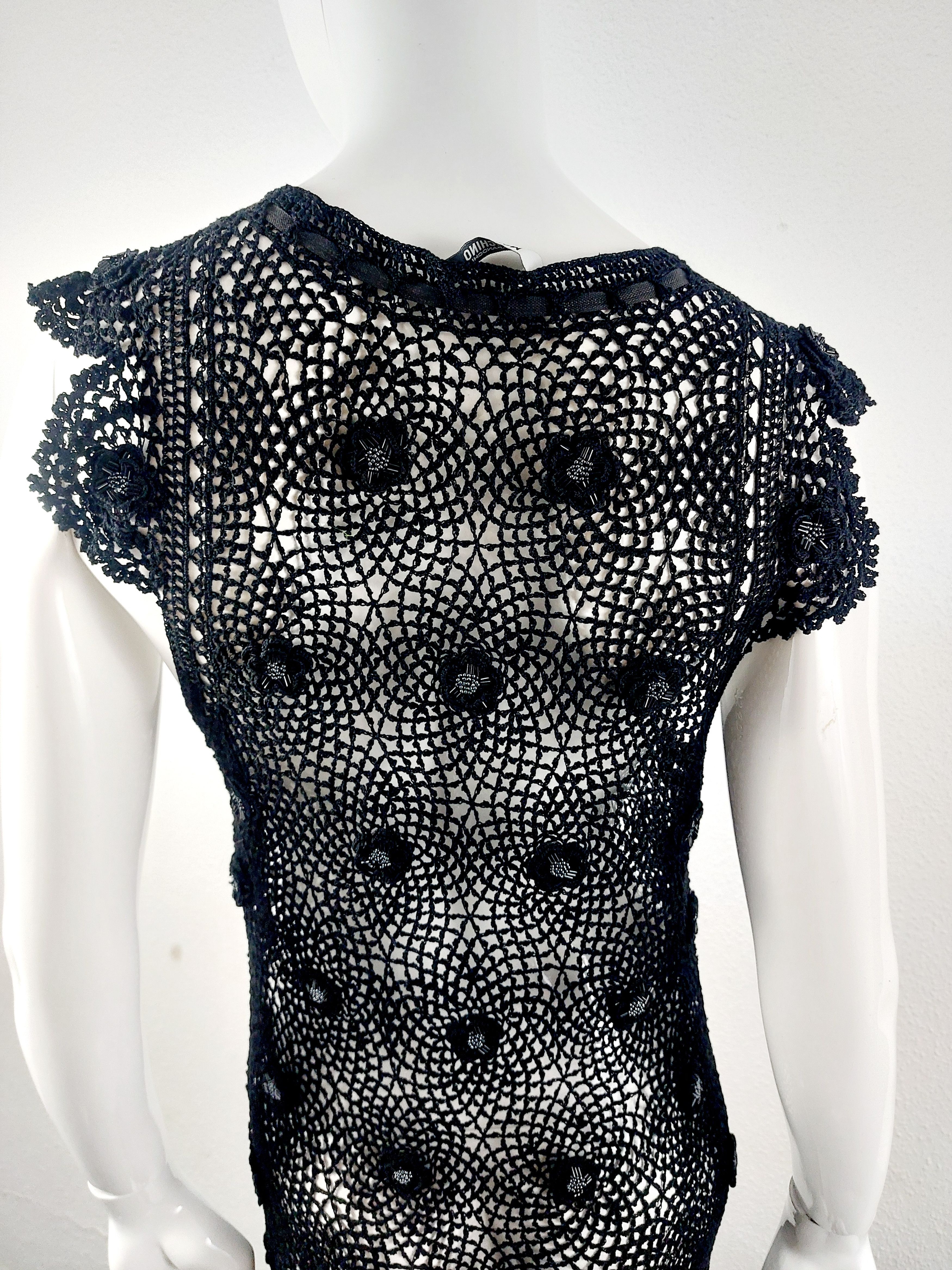 Moschino Moschino Cheap Chic Net Lace Crochet Black Flower Maxi Dress Size M / US 6-8 / IT 42-44 - 9 Thumbnail