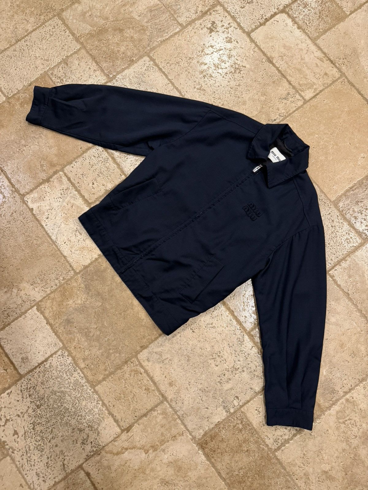 Miu Miu Miu Miu Mohair Blouson Zip Bomber Navy Blue Light Jacket Size XS / US 0-2 / IT 36-38 - 5 Thumbnail