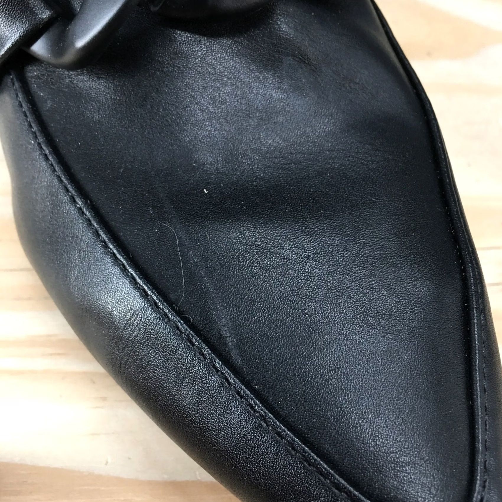 Vintage A New Day Sandals Womens 7 Amber Slip On Pointed Mule Flats Black Faux Leather Sandals Slip-On Flat Mens? No Size US 5 / IT 35 - 5 Thumbnail