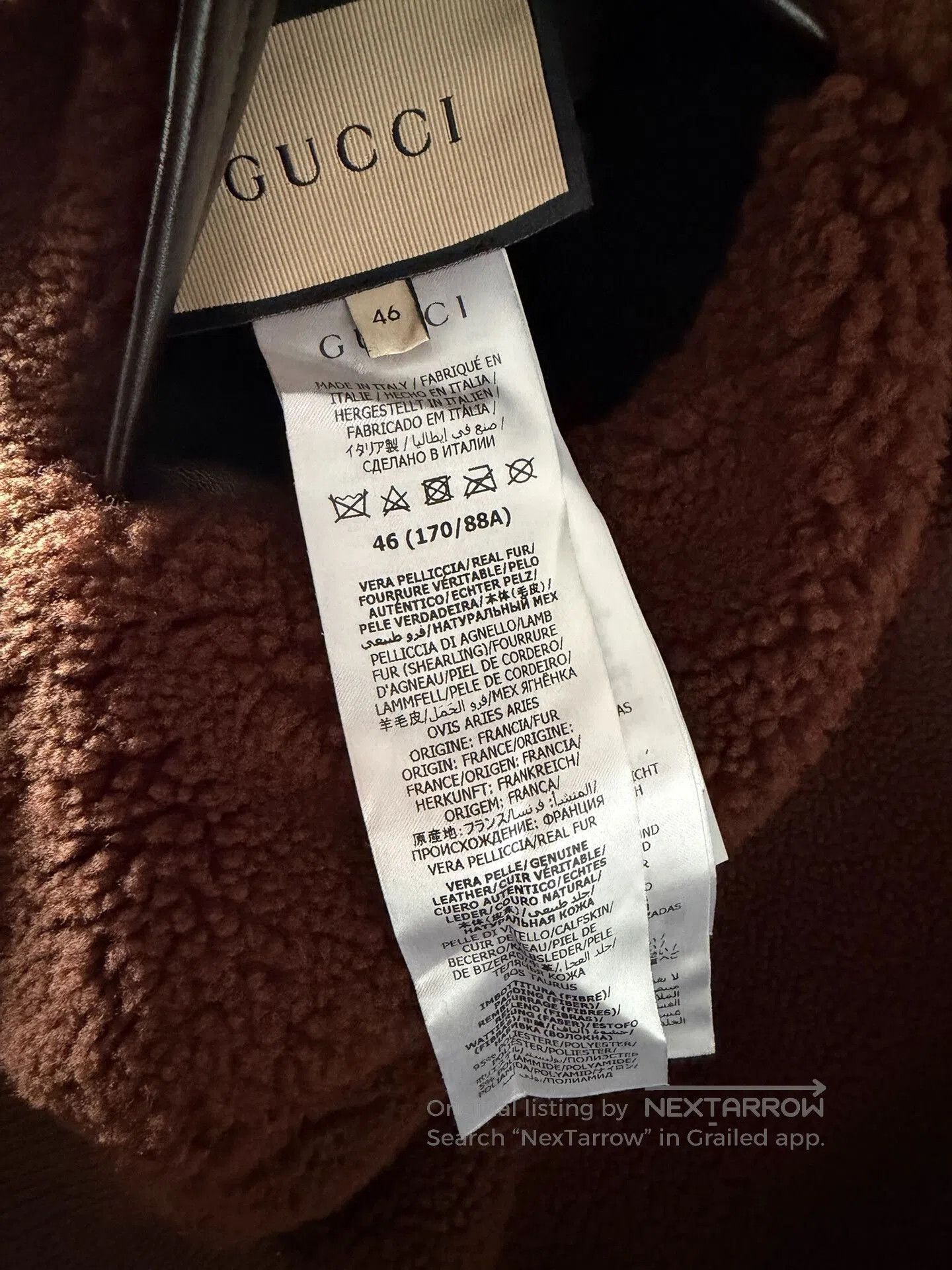 Gucci gucci leather and wool jacket in brown. Size US L / EU 52-54 / 3 - 7 Thumbnail