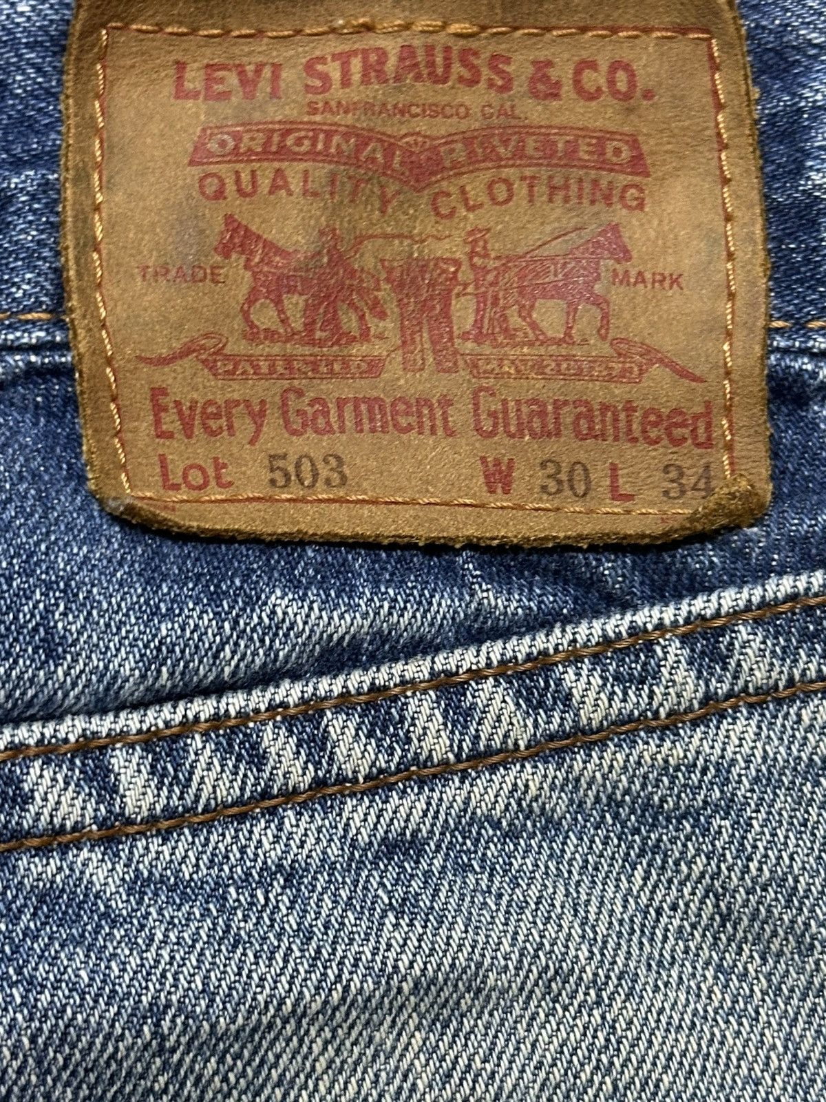 Levi's Vintage 80s Levis 503 Mud Wash Distress Style Baggy Jeans Size US 30 / EU 46 - 9 Thumbnail
