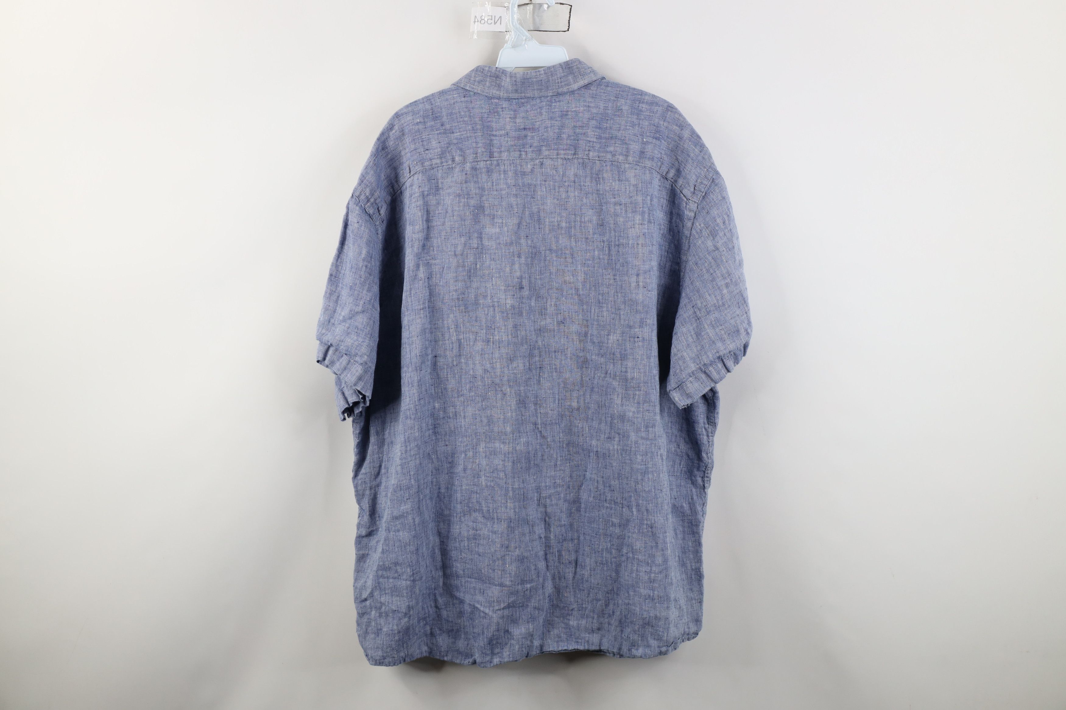 UNTUCKit Untuckit Chambray Linen Short Sleeve Collared Button Shirt Size US XL / EU 56 / 4 - 11 Thumbnail
