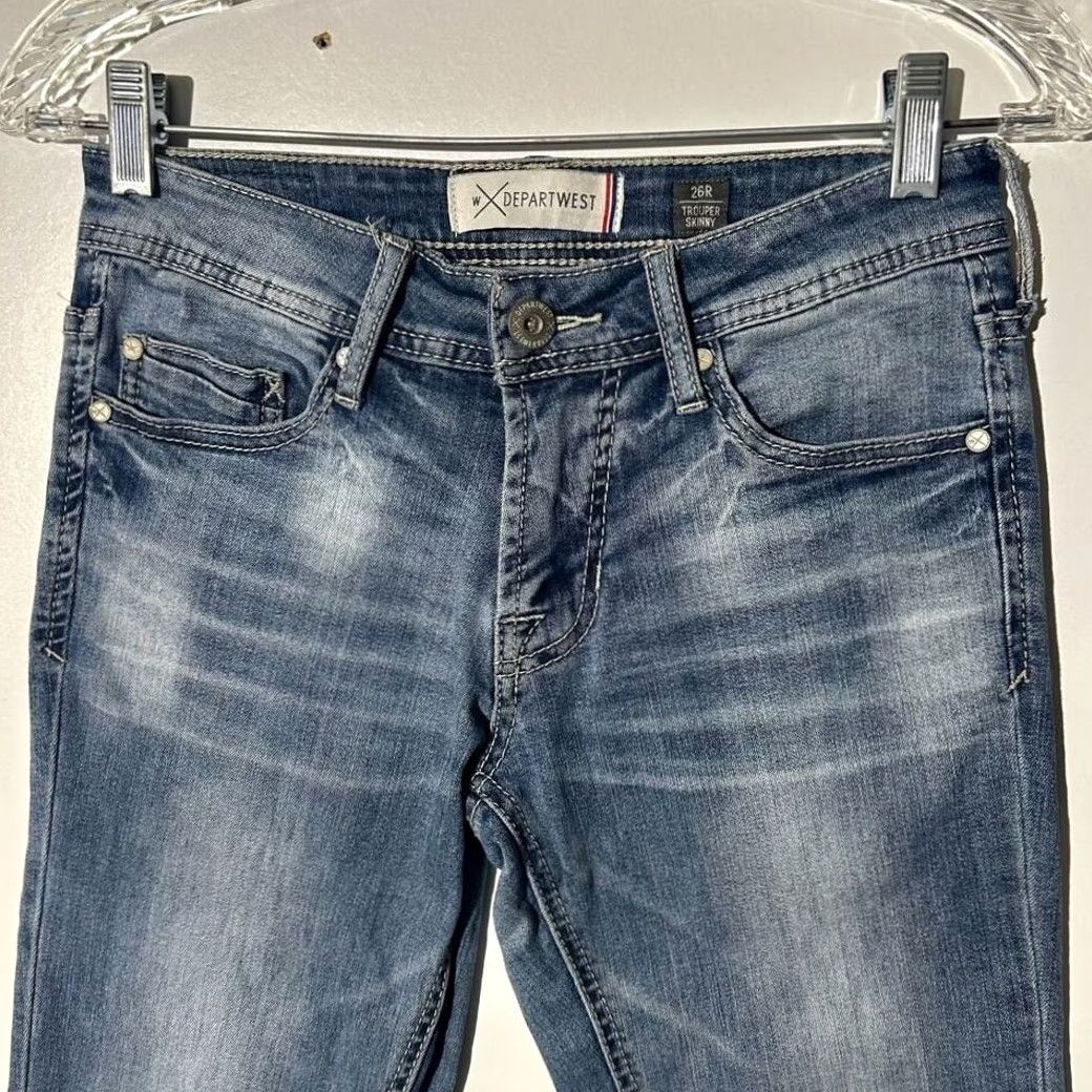 Vintage Departwest Trouper Skinny Jeans Mens 26R Blue Medium Wash Denim Jeans Slim Fit 5-Pocket Size US 26 / EU 42 - 4 Thumbnail