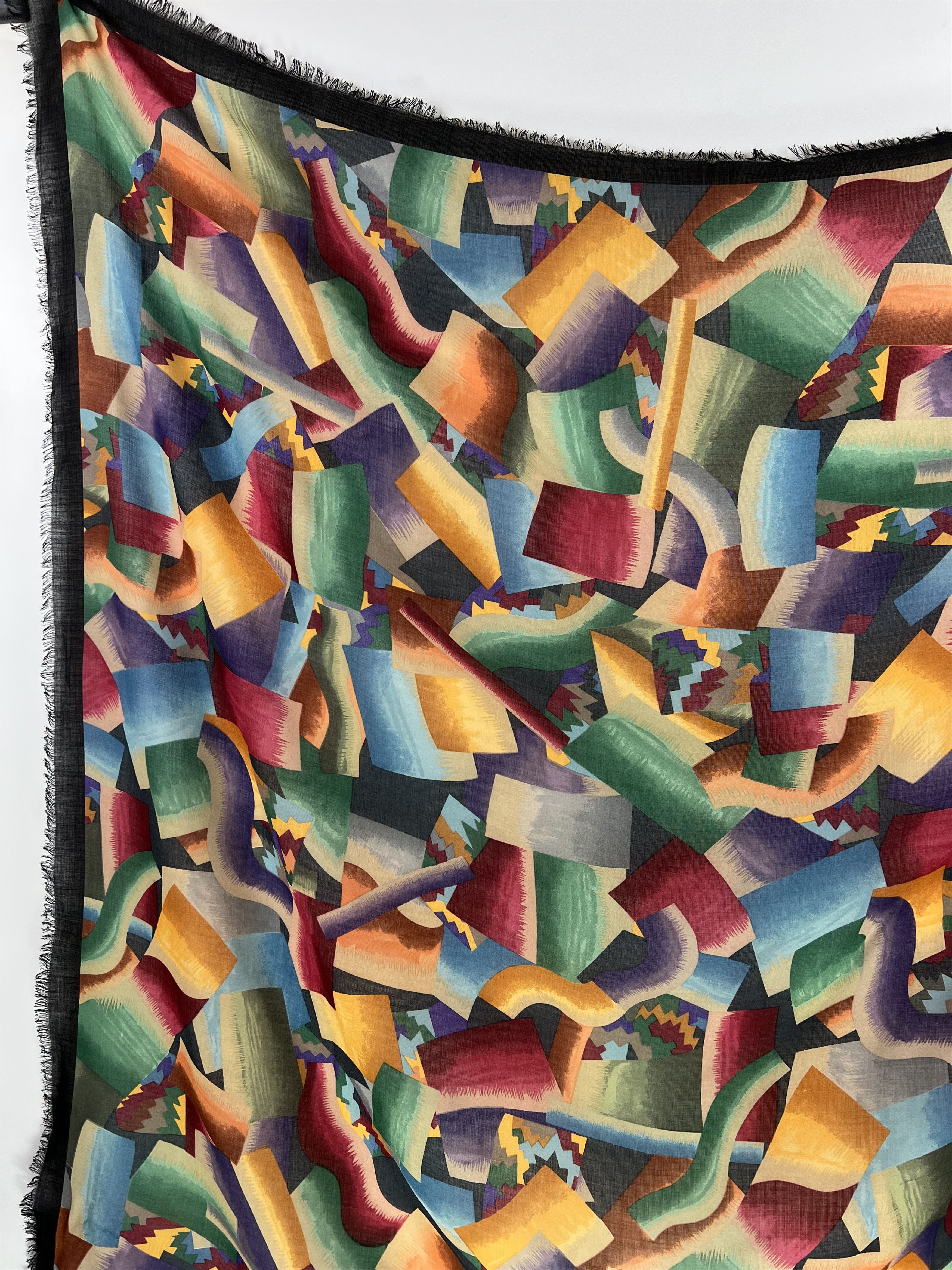 Designer Patrick Frey Paris Wool Silk Tablecloth Square Scarf Size ONE SIZE - 2 Thumbnail