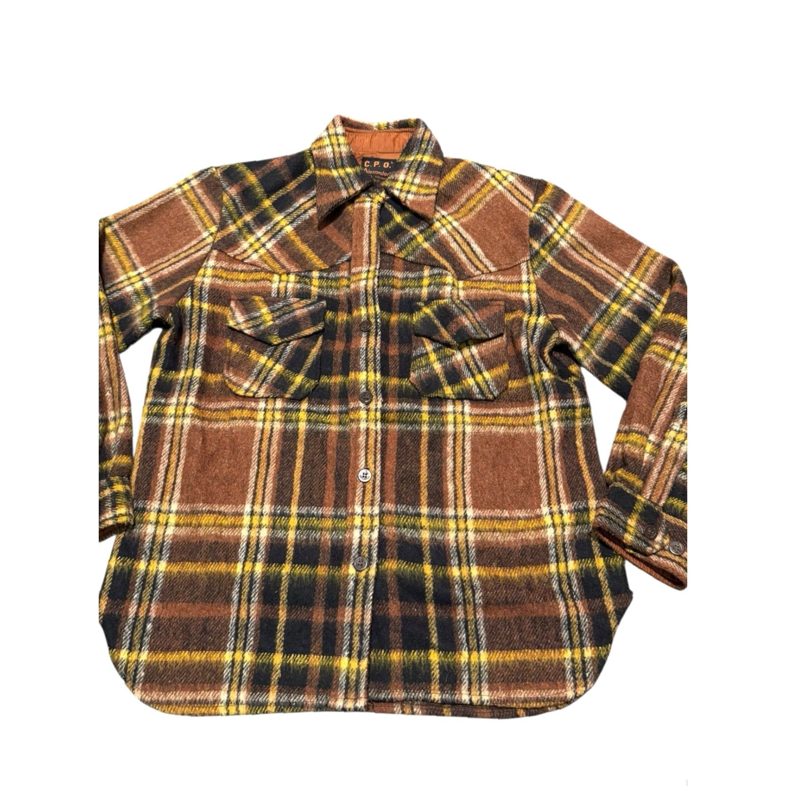 Vintage VGT 70s Alexander's CPO Shirt Jacket Mens L Plaid Wool Linen Blend Anchor Button Shirt Jacket Size US L / EU 52-54 / 3 - 2 Thumbnail