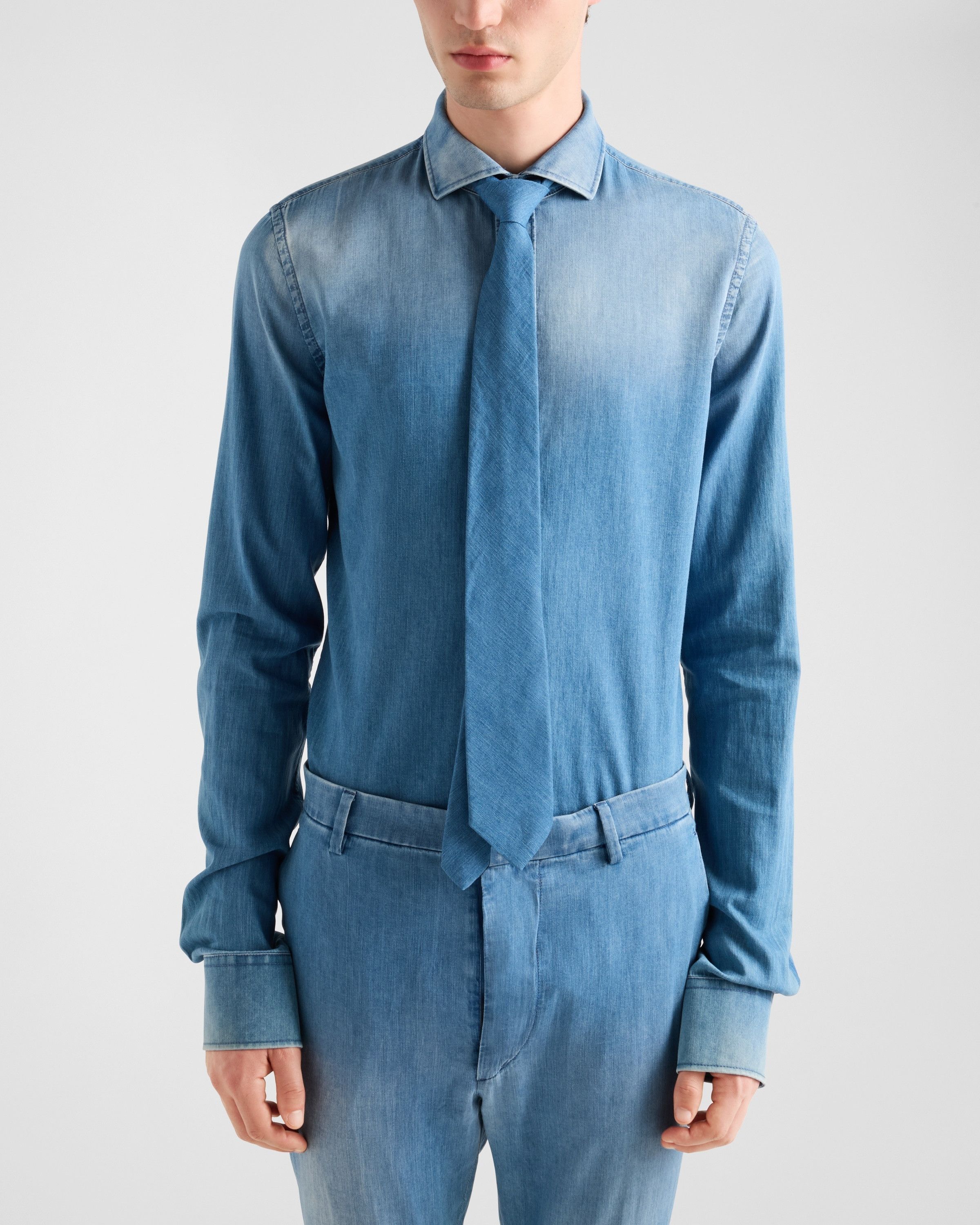 Prada o1bcso1str1025 Lightweight Denim Shirt in Blue Size US L / EU 52-54 / 3 - 4 Thumbnail