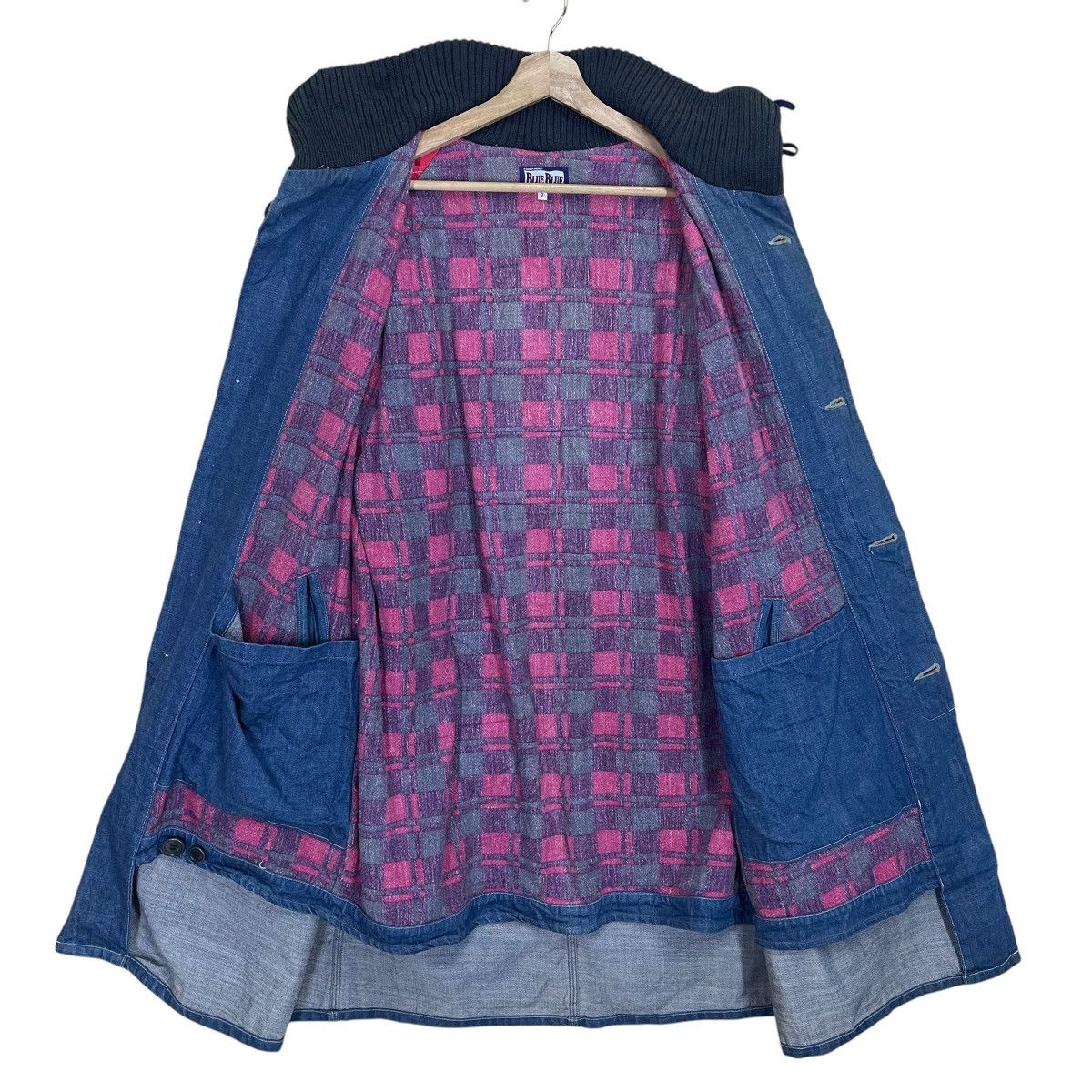 Blue Blue Japan × Indigo × Vintage Vintage 90s Blue Blue Japan Crazy Indigo Long Denim Jacket Size US L / EU 52-54 / 3 - 9 Thumbnail