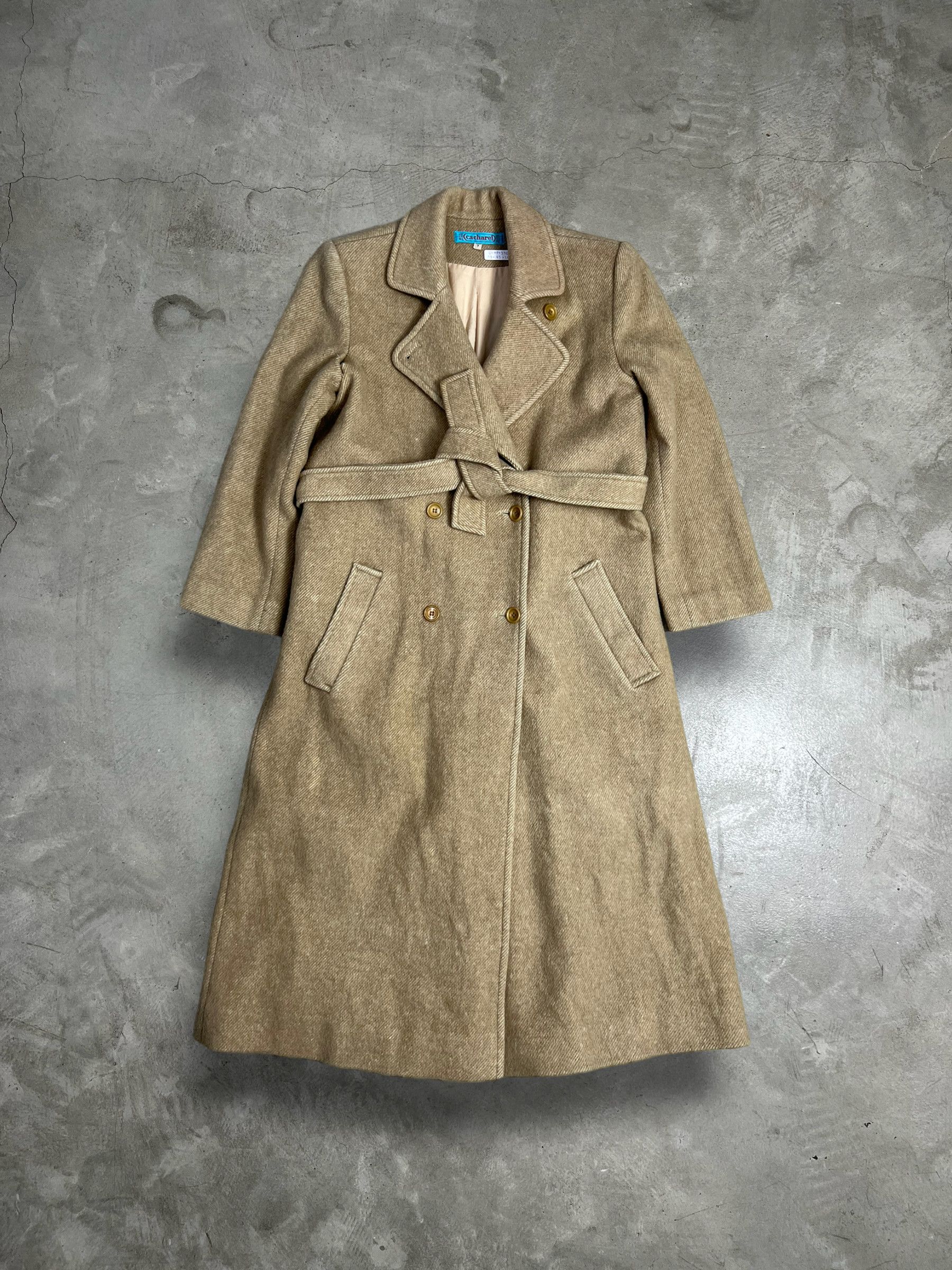 image of Vintage Cacharel Lined Wool Trench Coat (7) Gtmpt576 in Brown, Women's (Size Medium)