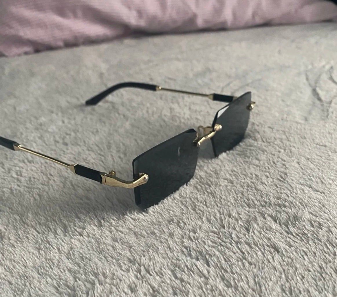Streetwear Rimless Sunglasses Rectangle Fashion Popular Women Men Shade ...