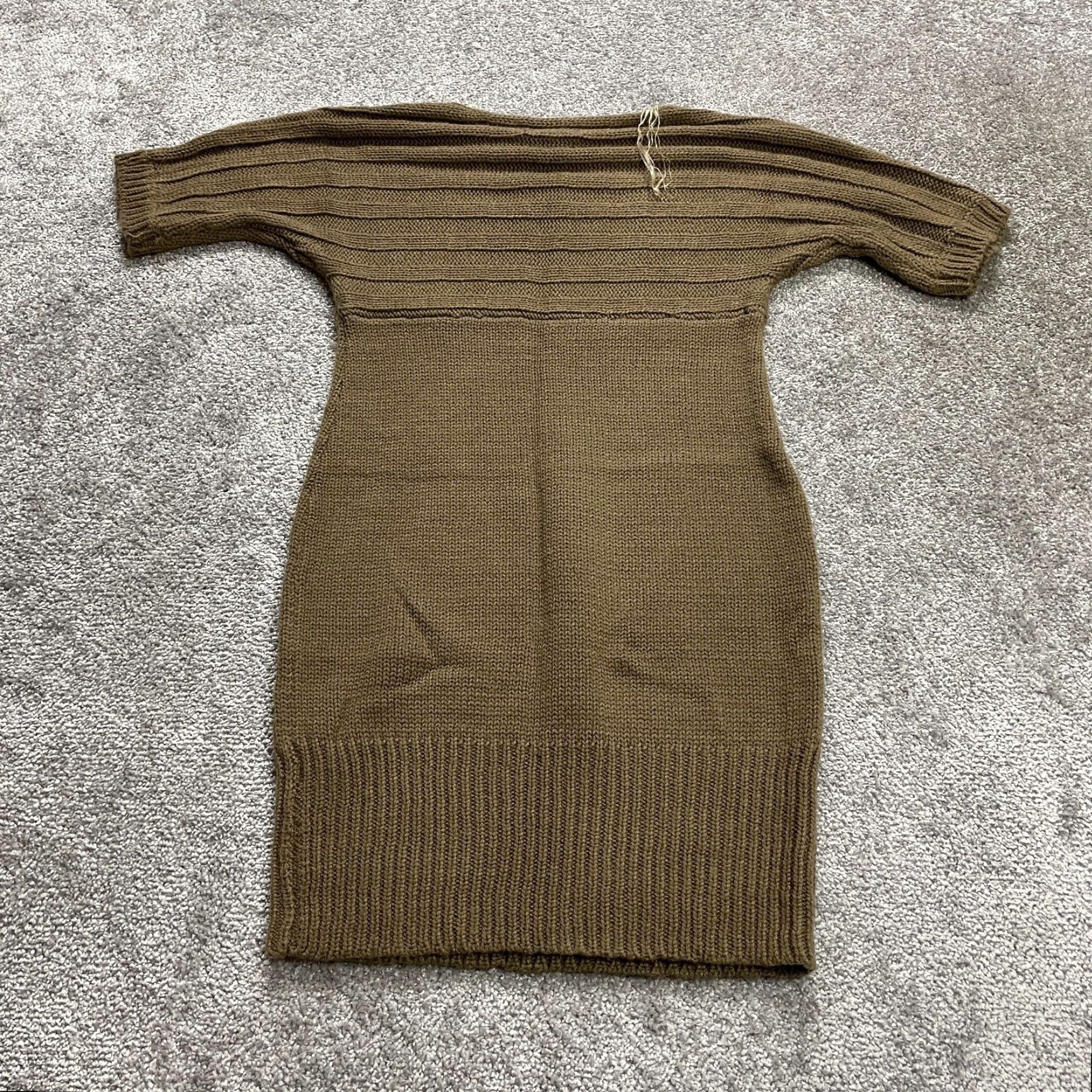 Vintage ATTENTION Dress Women Small Brown Midi Knit Short Sleeve Pullover Shift Casual Workwear Size S / US 4 / IT 40 - 2 Thumbnail