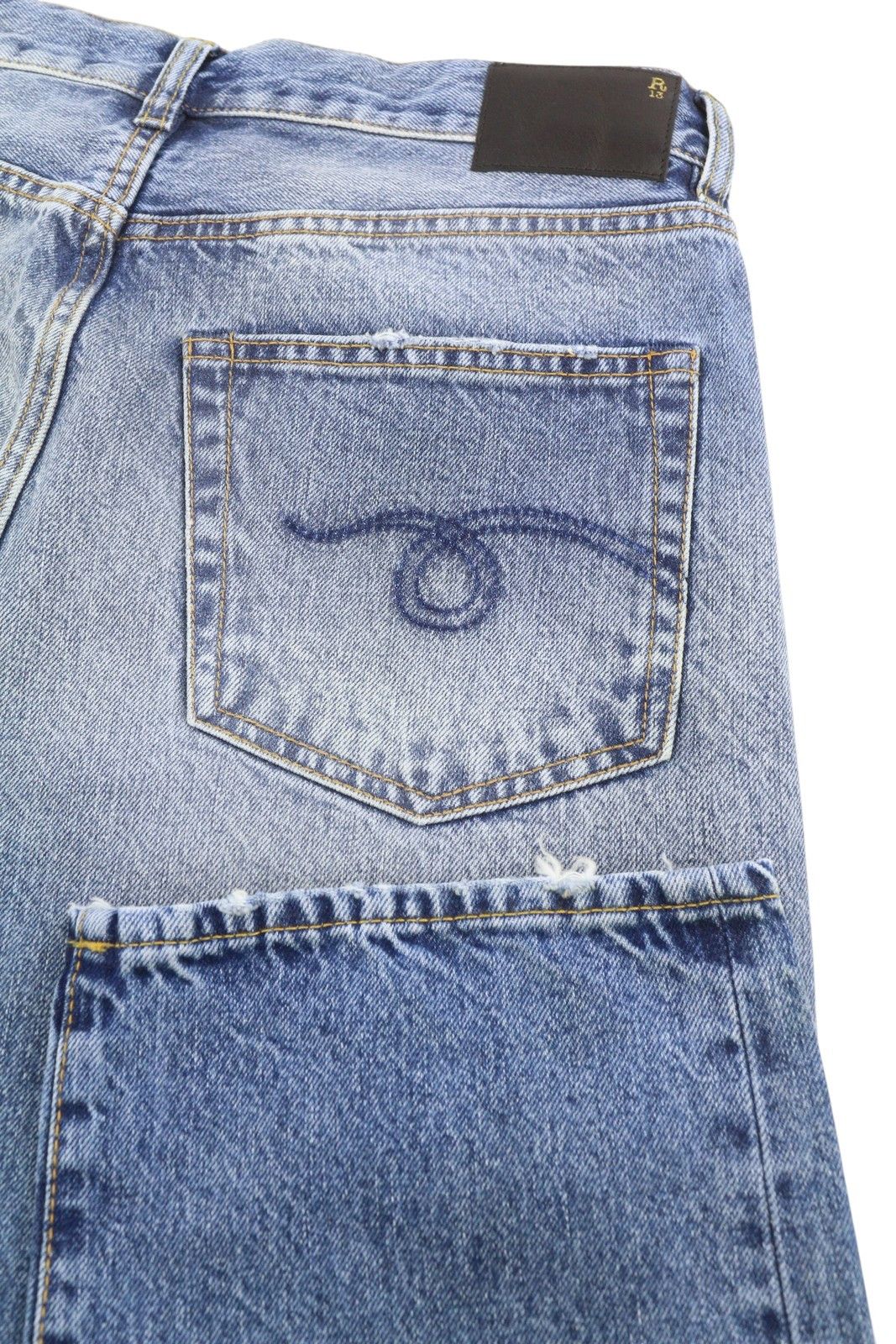 R13 BOYFRIEND 28 Jasper Whiskers Faded Zip Blue FW25 86839 Size 28" / US 6 / IT 42 - 5 Thumbnail
