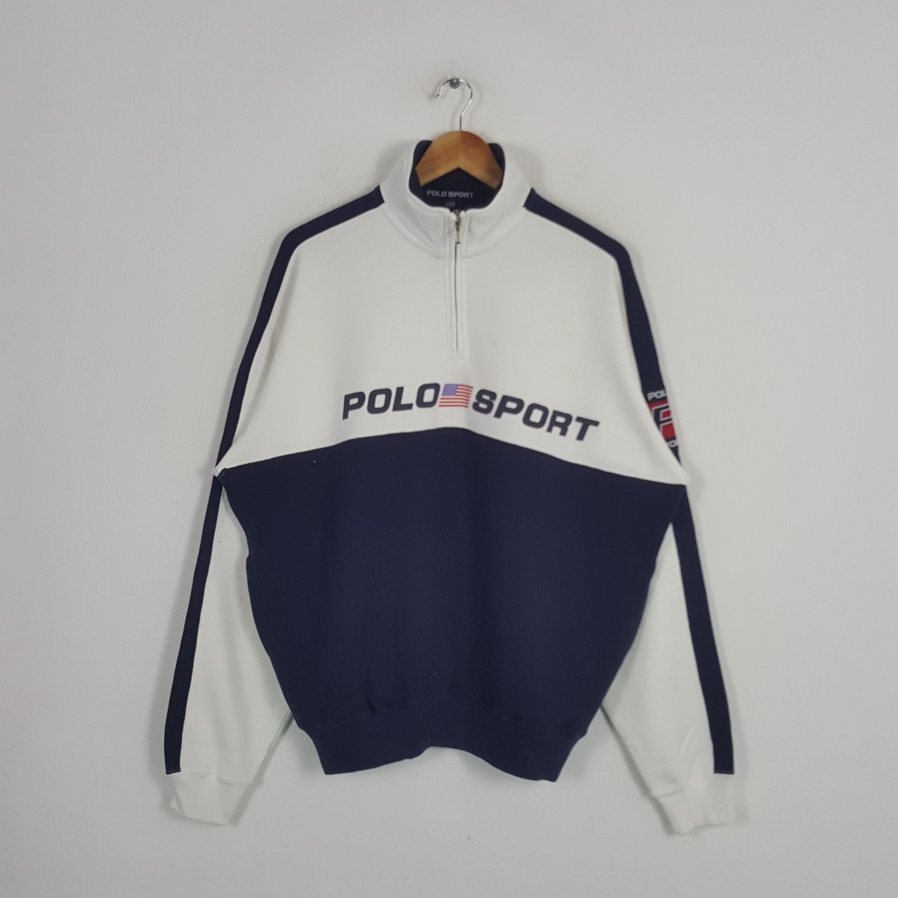 Polo Ralph Lauren × Vintage Vintage Polo Sports American Half Zipper Sweatshirt Size US XL / EU 56 / 4 - 1 Thumbnail