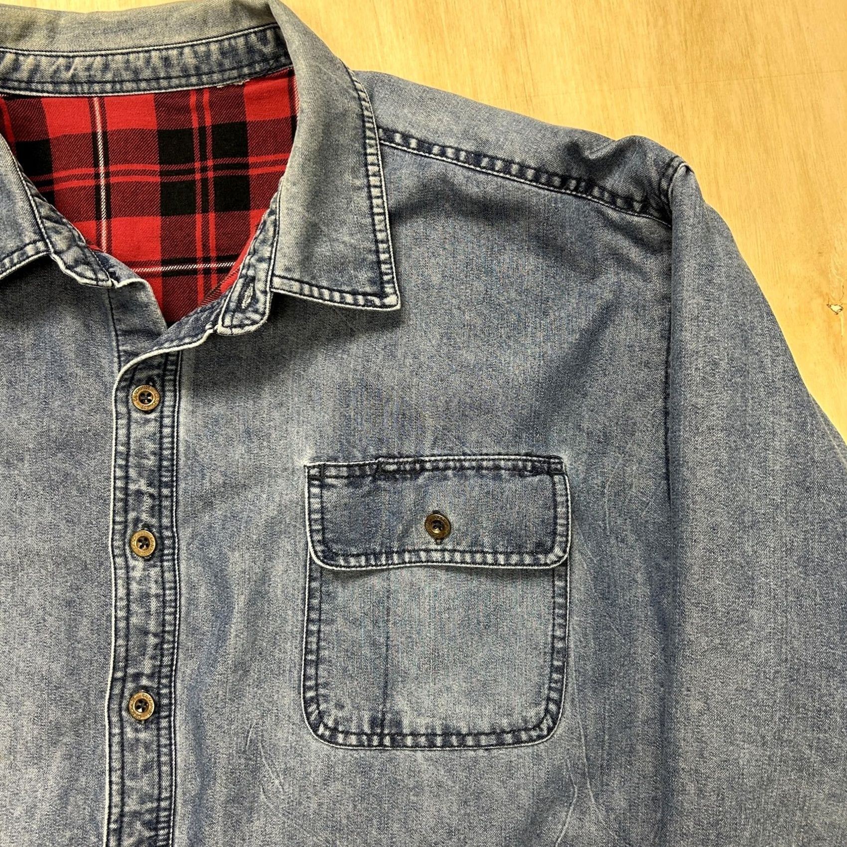 Denime Schmitt Denim Shirt Mens XXXL Long Sleeve Button Up Workwear Flannel Lined Winter Blue Size US XXL / EU 58 / 5 - 2 Thumbnail