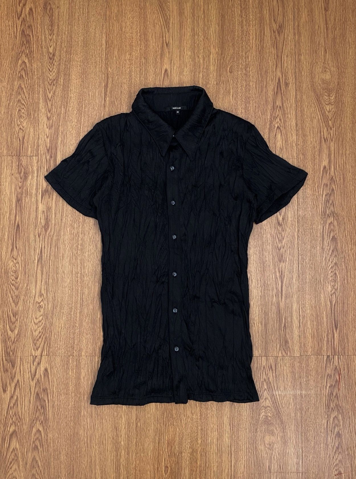 image of If Six Was Nine x Le Grande Bleu L G B Shellac Black Wringkled Shirt, Men's (Size Medium)
