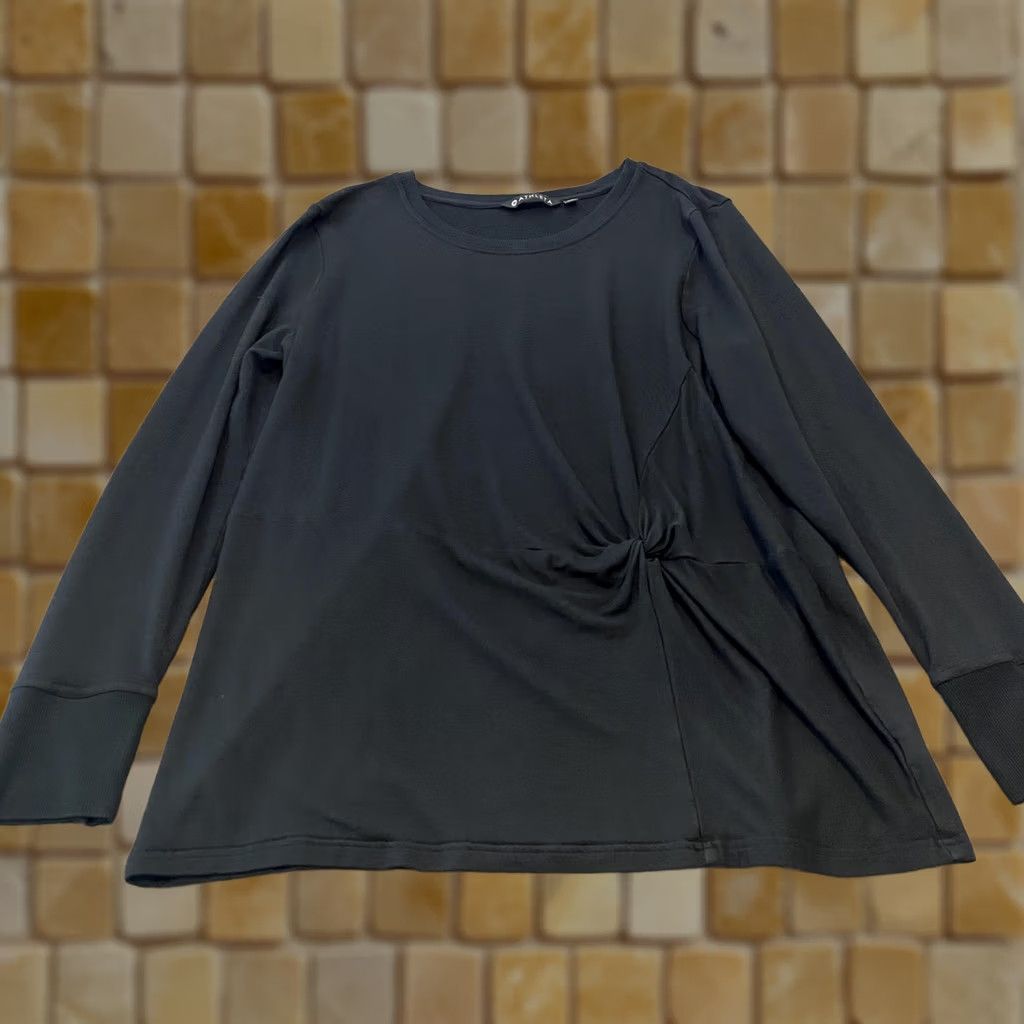 Athleta Athleta Shirt Womens XL Black Twist Front Long Sleeve Modal Blend Athleisure Top Size XL / US 12-14 / IT 48-50 - 1 Thumbnail