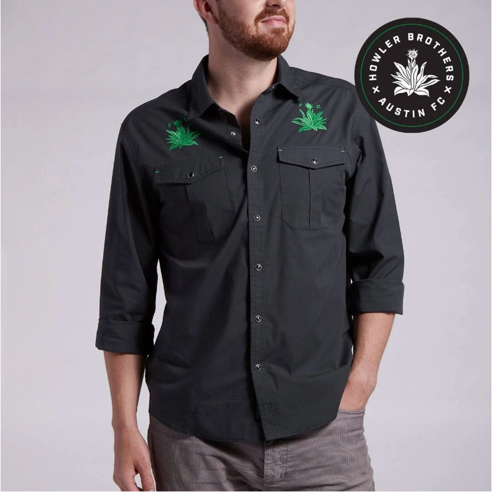 Howler Brothers NWT HOWLER BROS Austin FC Verde 2021 L/S Gaucho Snap Shirt Size US L / EU 52-54 / 3 - 2 Thumbnail
