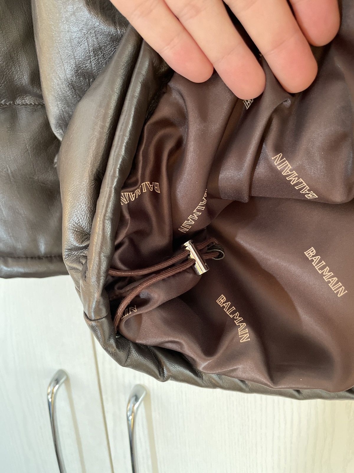Balmain Balmain Paris Leather Down Puffer Jacket Brown Size US L / EU 52-54 / 3 - 7 Thumbnail