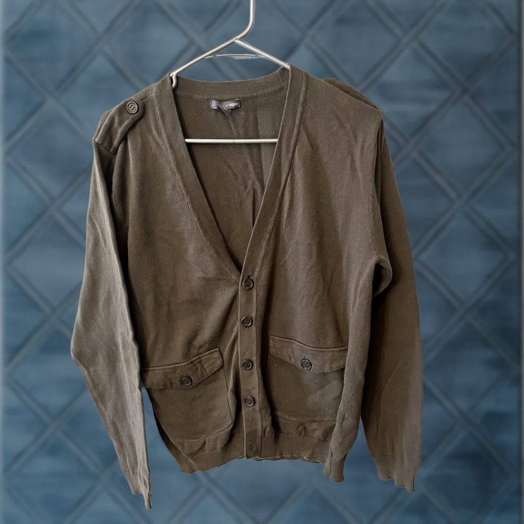 H&M HM Logg Cardigan Sweater Men’s Size Medium Brown Button Up Military Style Size US M / EU 48-50 / 2 - 1 Thumbnail