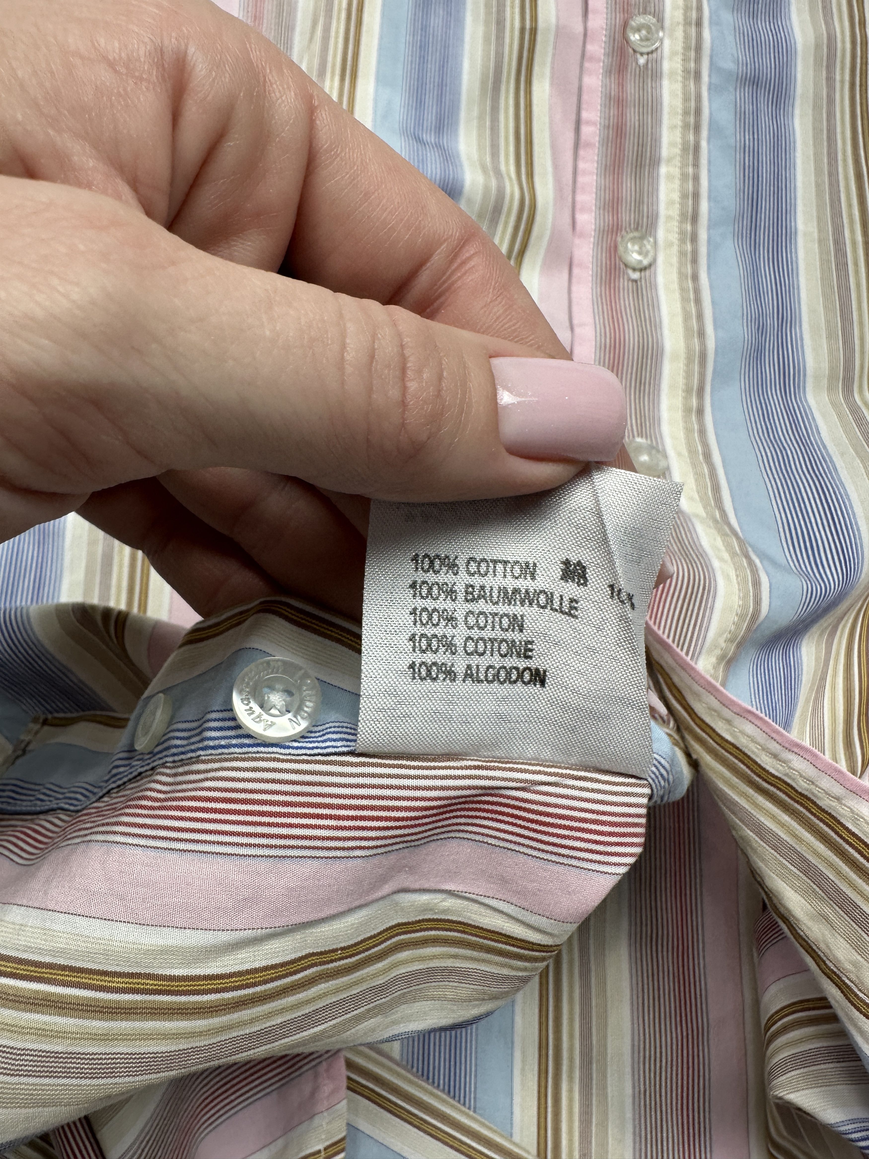 Aquascutum Aquascutum Vintage Mens Long Sleeve Striped Shirt Size US XL / EU 56 / 4 - 4 Thumbnail