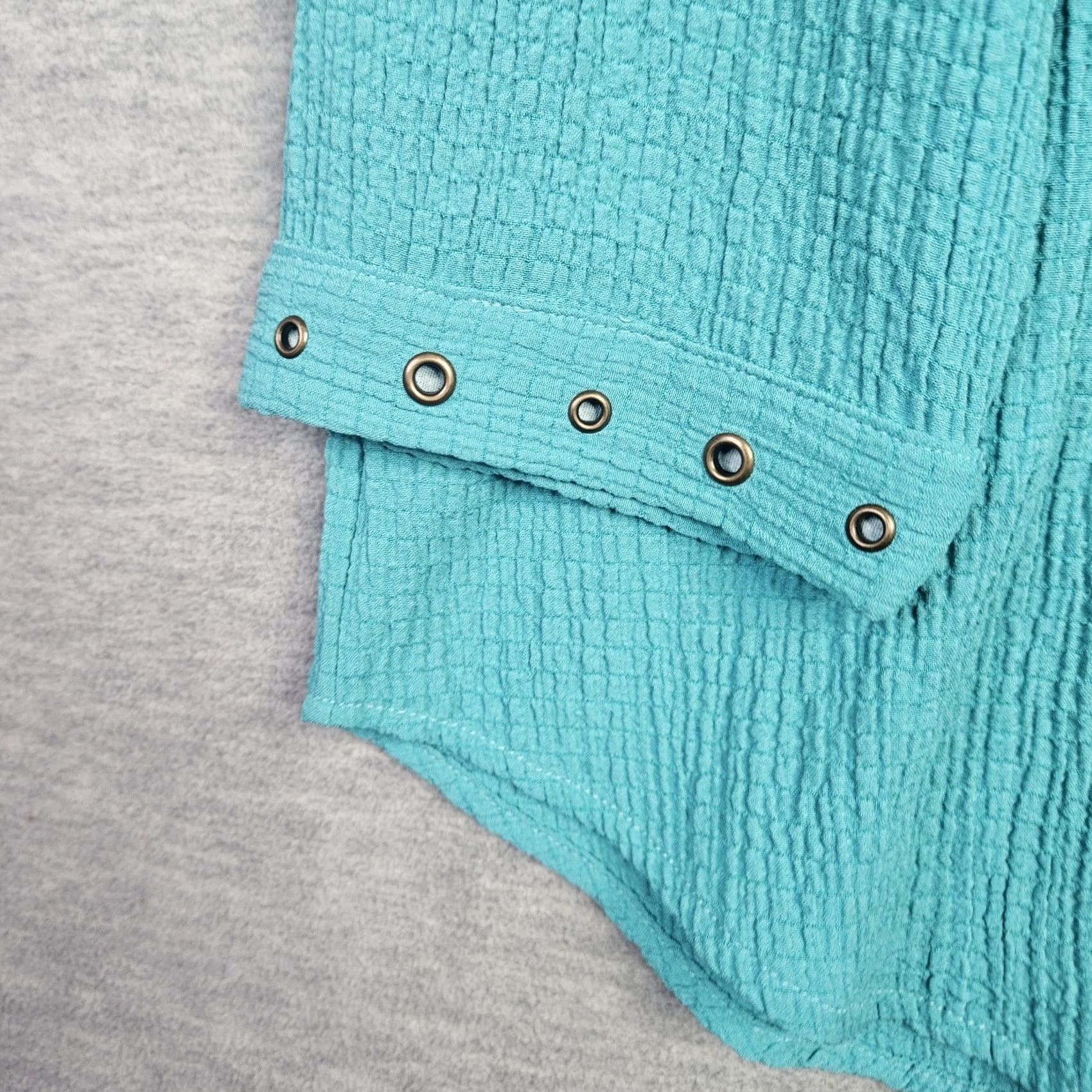 Vintage Multiples Women's Teal Blue 3/4 Sleeve Grommet Embellishments Shirt Sz M New Size M / US 6-8 / IT 42-44 - 6 Thumbnail