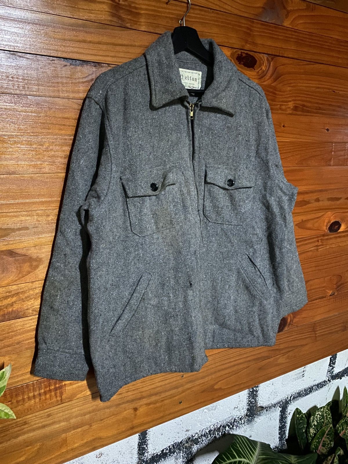 Vintage Vintage Melton Wool Work Jacket Grey Zip-Up Utility Jacket Size US M / EU 48-50 / 2 - 5 Thumbnail