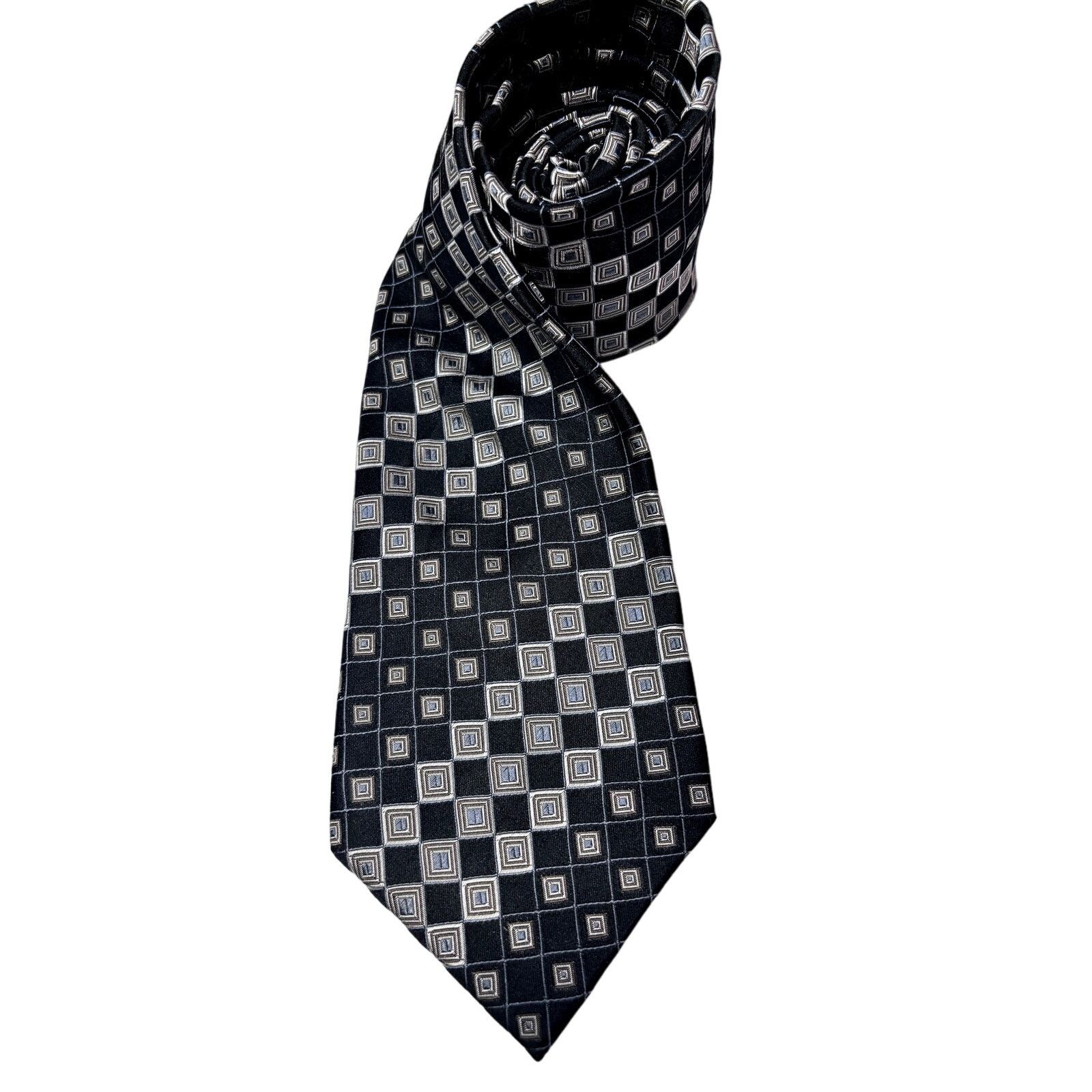 Alfani ALFANI Men's 100% Silk Black & Silver Checkard Neck Tie Size ONE SIZE - 1 Thumbnail