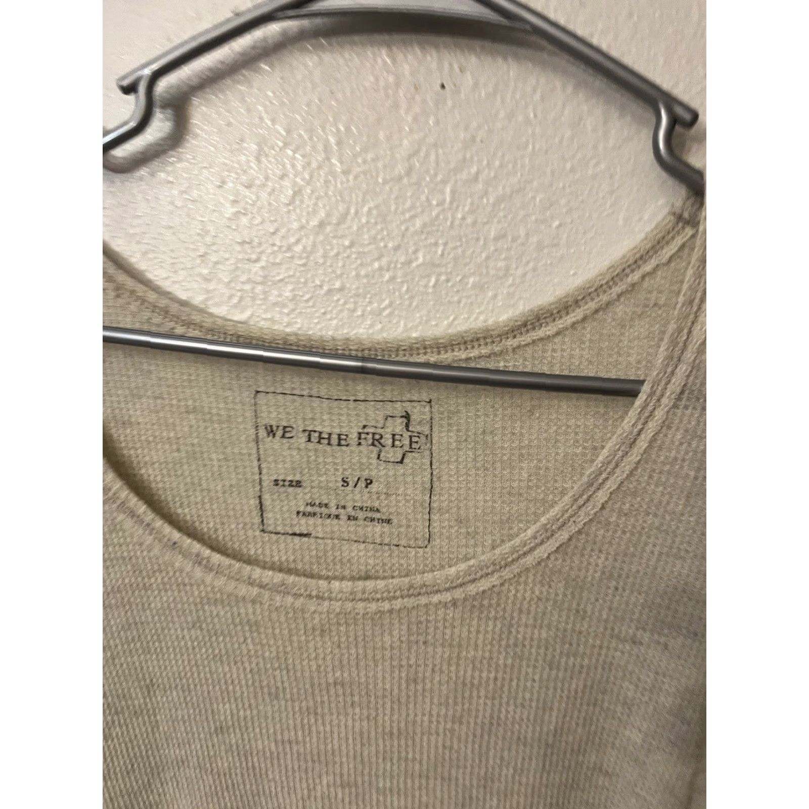 Free People We The Free Top Small Beige Coralline Thermal Waffle Knit Oversized Boho Beach Size S / US 4 / IT 40 - 3 Thumbnail