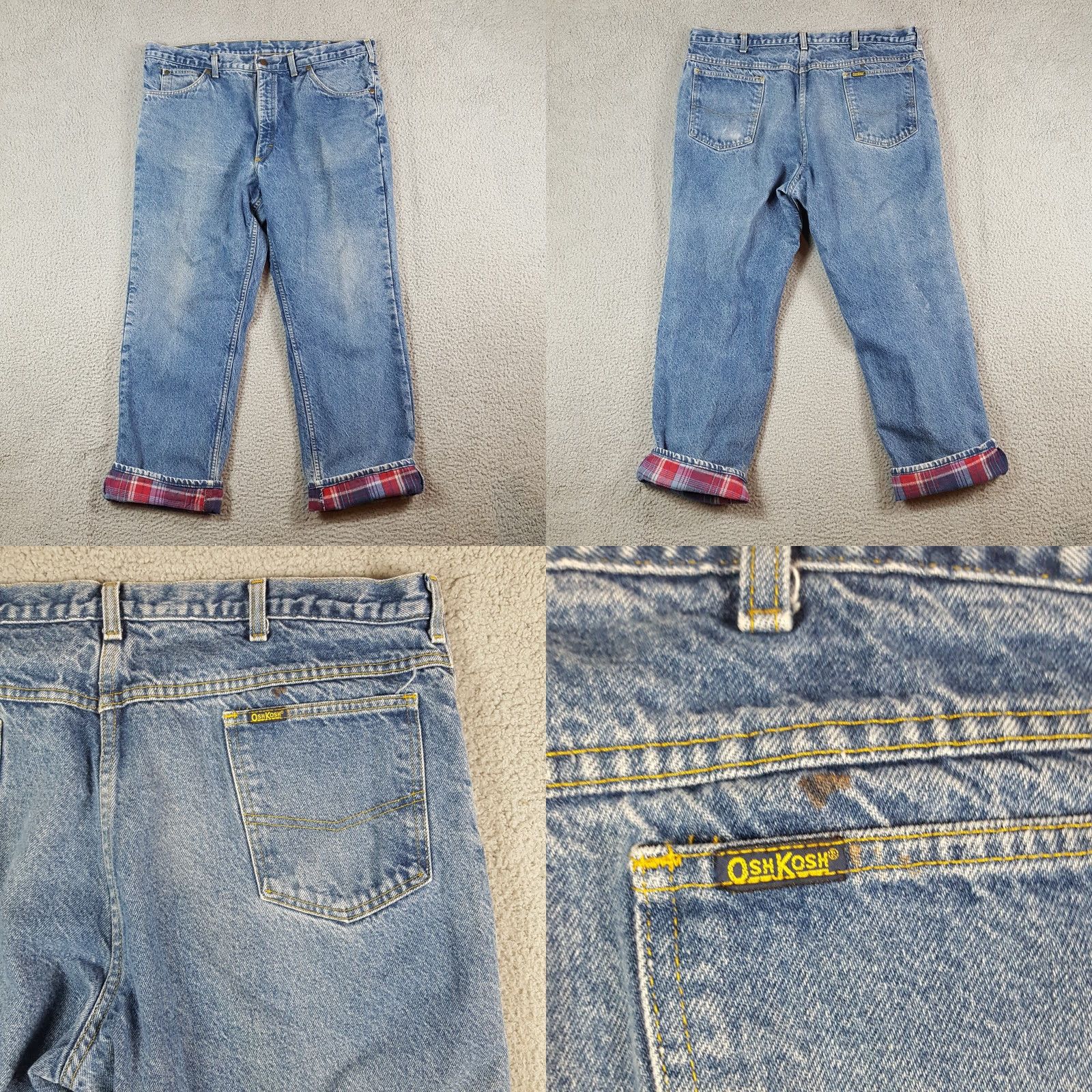 Vintage VINTAGE OshKosh Jeans 40x30 Denim Mens Lined Flannel 80s 90s Grunge Retro Workwear 5-Pocket Stonewash Blue Cotton Denim Shirt Hat Not applicable Size US 40 / EU 56 - 8 Thumbnail
