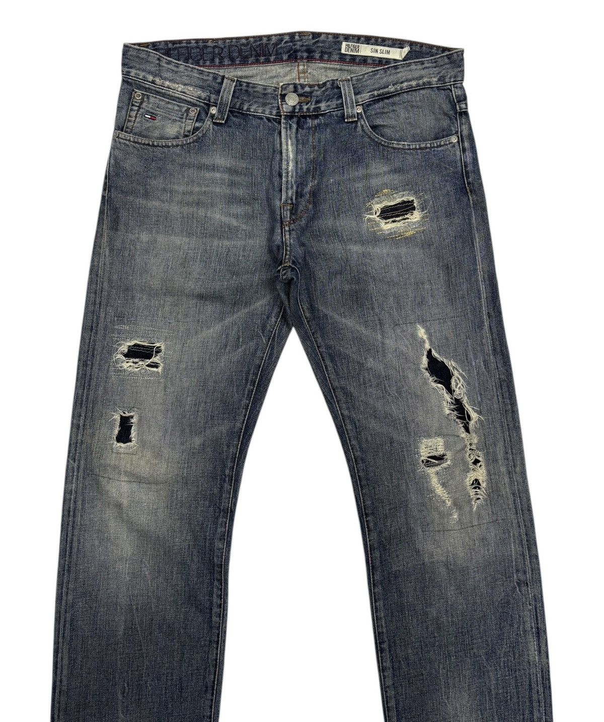 Hysteric Glamour × JNCO × Tommy Hilfiger VINTAGE PATCHWORK DISTRESS TOMMY HILFIGER DENIM JEANS SLIM Size US 36 / EU 52 - 2 Thumbnail