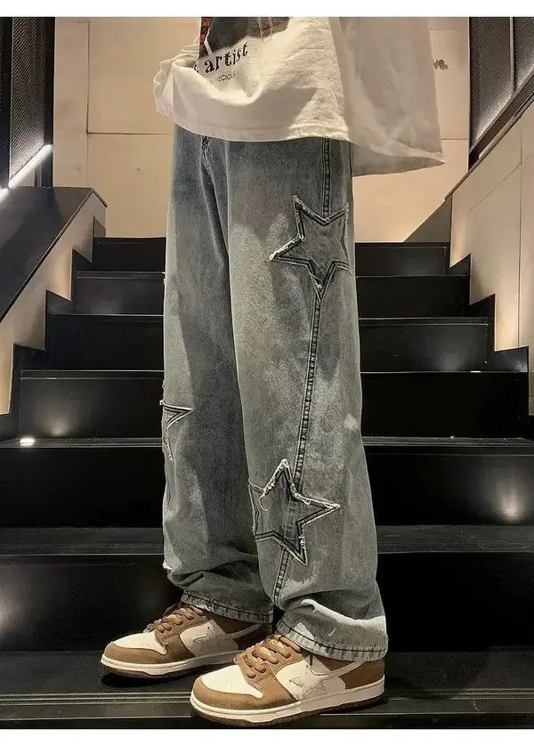 Japanese Brand Ayukawa x Kazue Blue Color Star Denim Pant Size US 29 - 7 Thumbnail