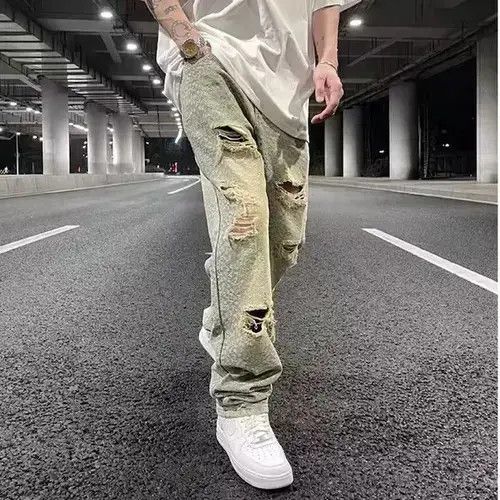 Cactus Store LA Leopard Ripped frayed hole blue washed jeans Size US 34 / EU 50 - 2 Thumbnail