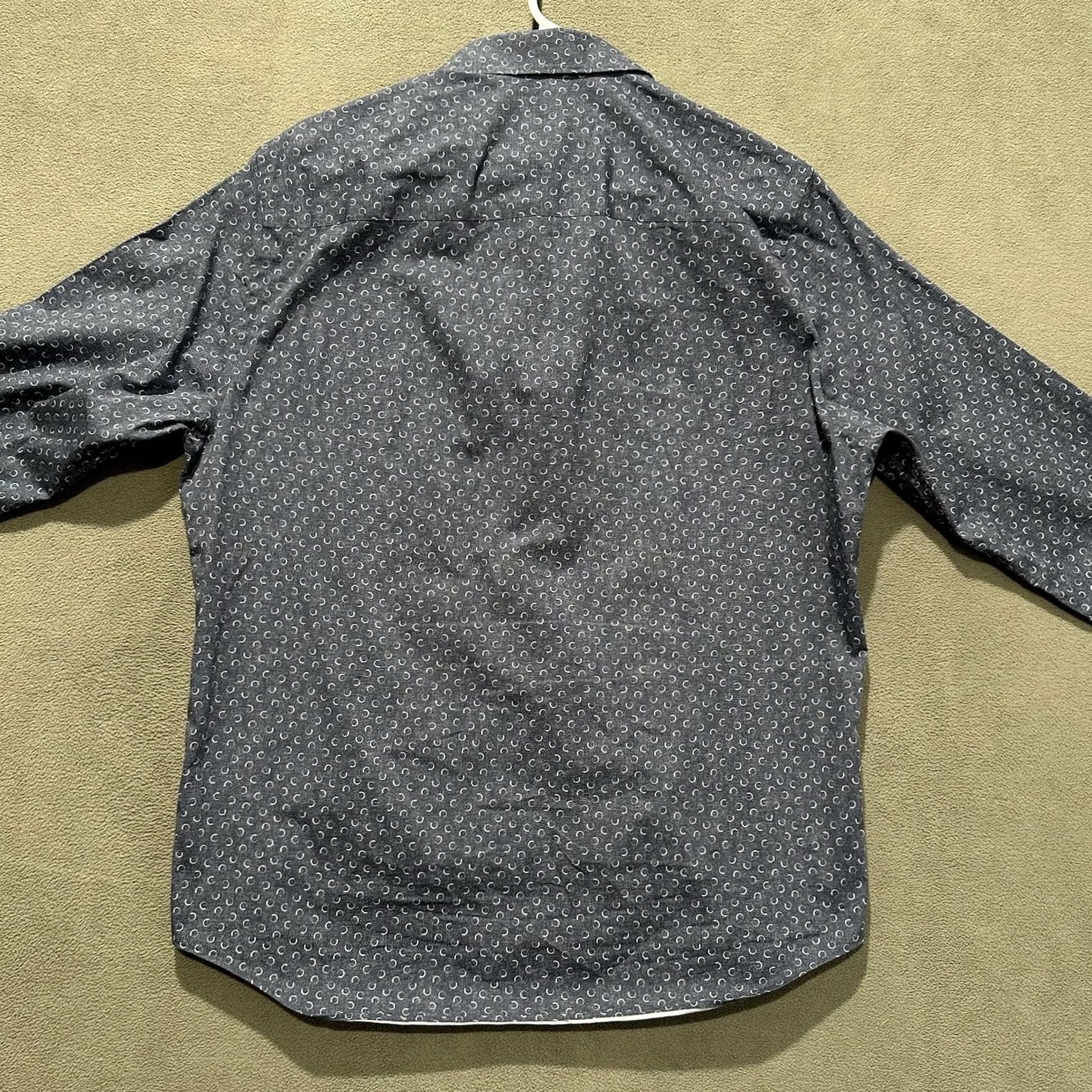 BUGATCHI Bugatchi Shirt Mens Medium Blue Geometric Button Up Shaped Fit Comfort Stretch Size US M / EU 48-50 / 2 - 3 Thumbnail