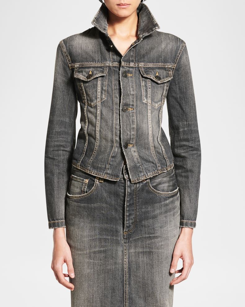 Balenciaga o1mt1gz0226 Lace-Up Jacket In Grey Size M / US 6-8 / IT 42-44 - 4 Thumbnail