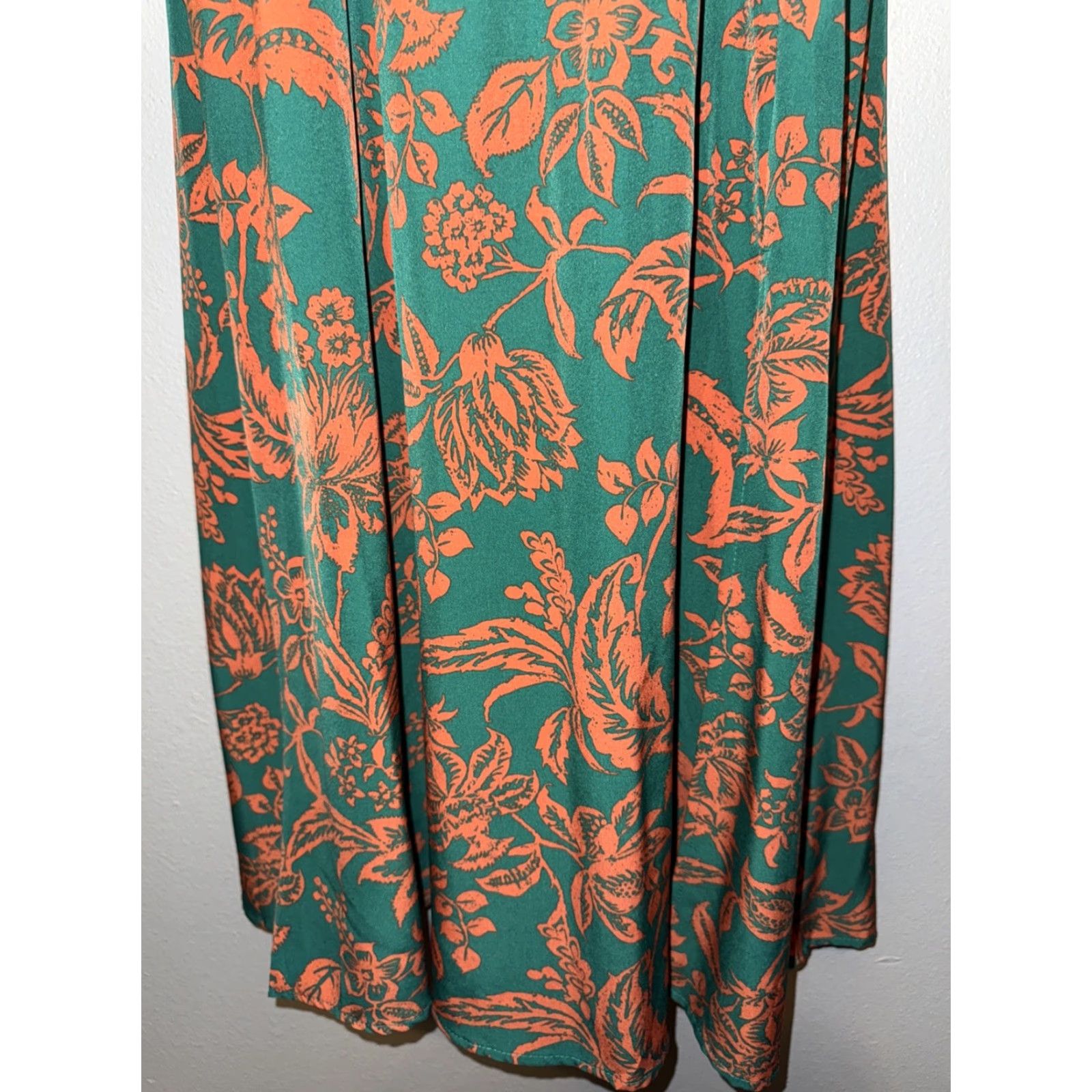 Vintage Women’s Floral Maxi Dress M Beach Green Orange Lightweight Sheer Flowy Casual Party/Cocktail Travel Size M / US 6-8 / IT 42-44 - 4 Thumbnail