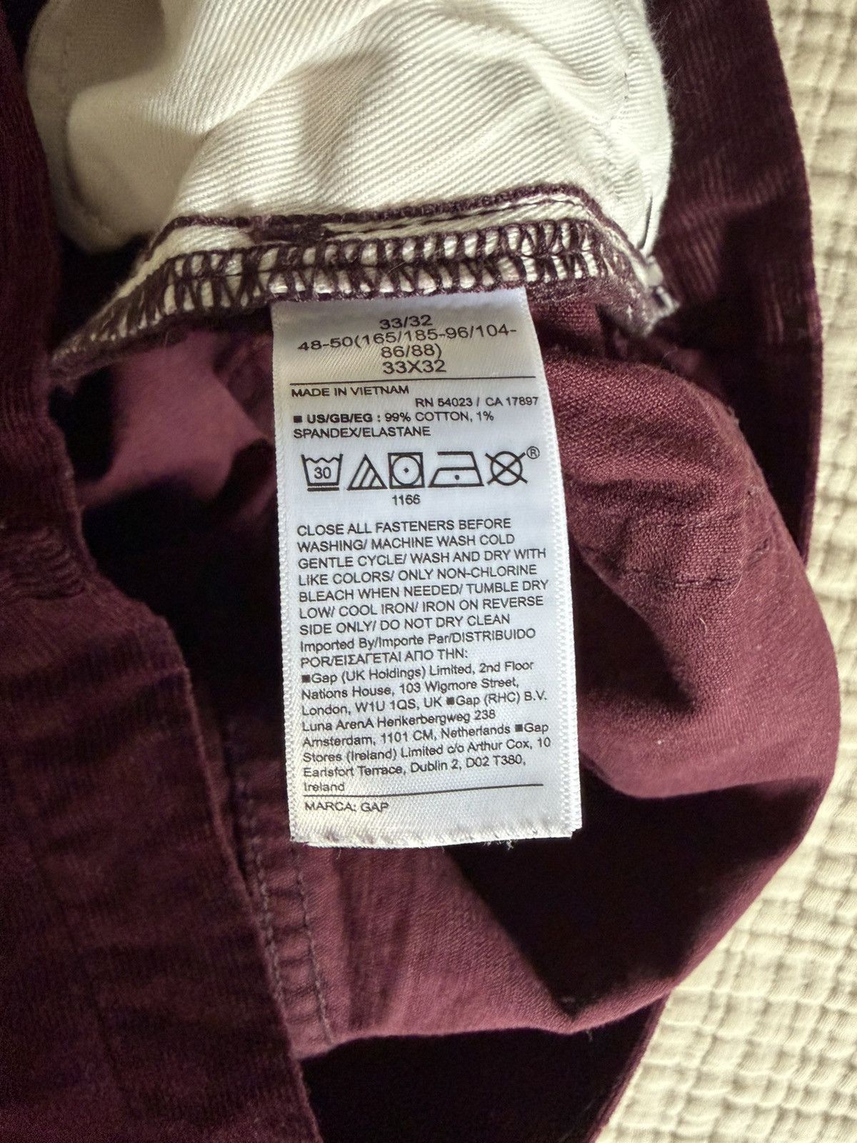 Gap GAP Maroon Corduroy Pants Size US 33 - 4 Thumbnail